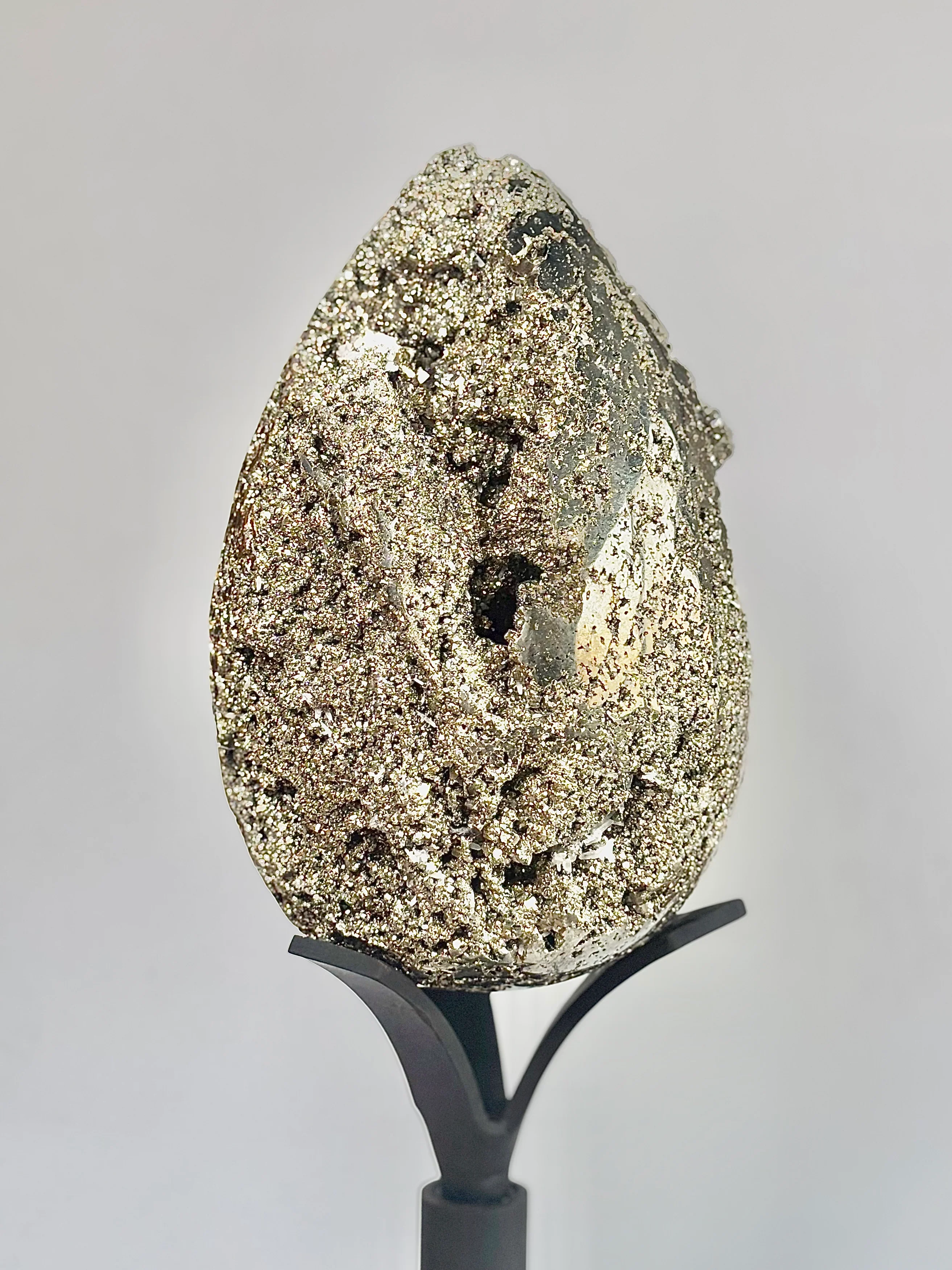 Extra Large Peruvian Pyrite Druzy Egg Carving 8.4 Kg – Abundance & Prosperity - Image 8