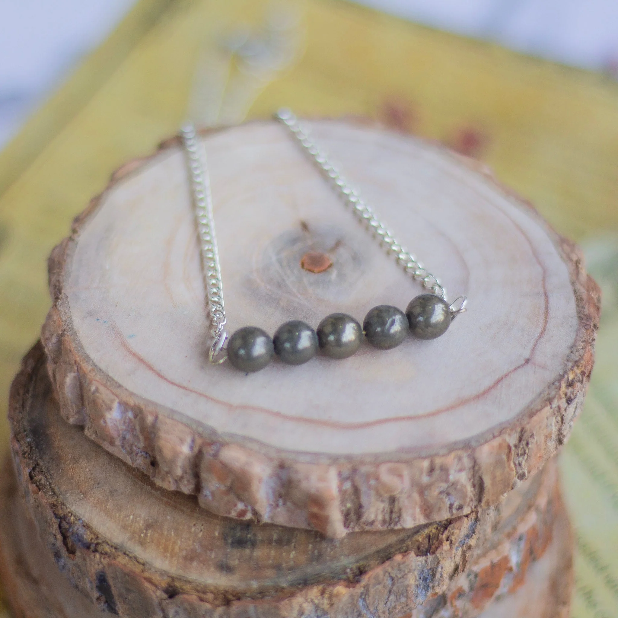 Pyrite Bead Necklace | Stone for financial abundance