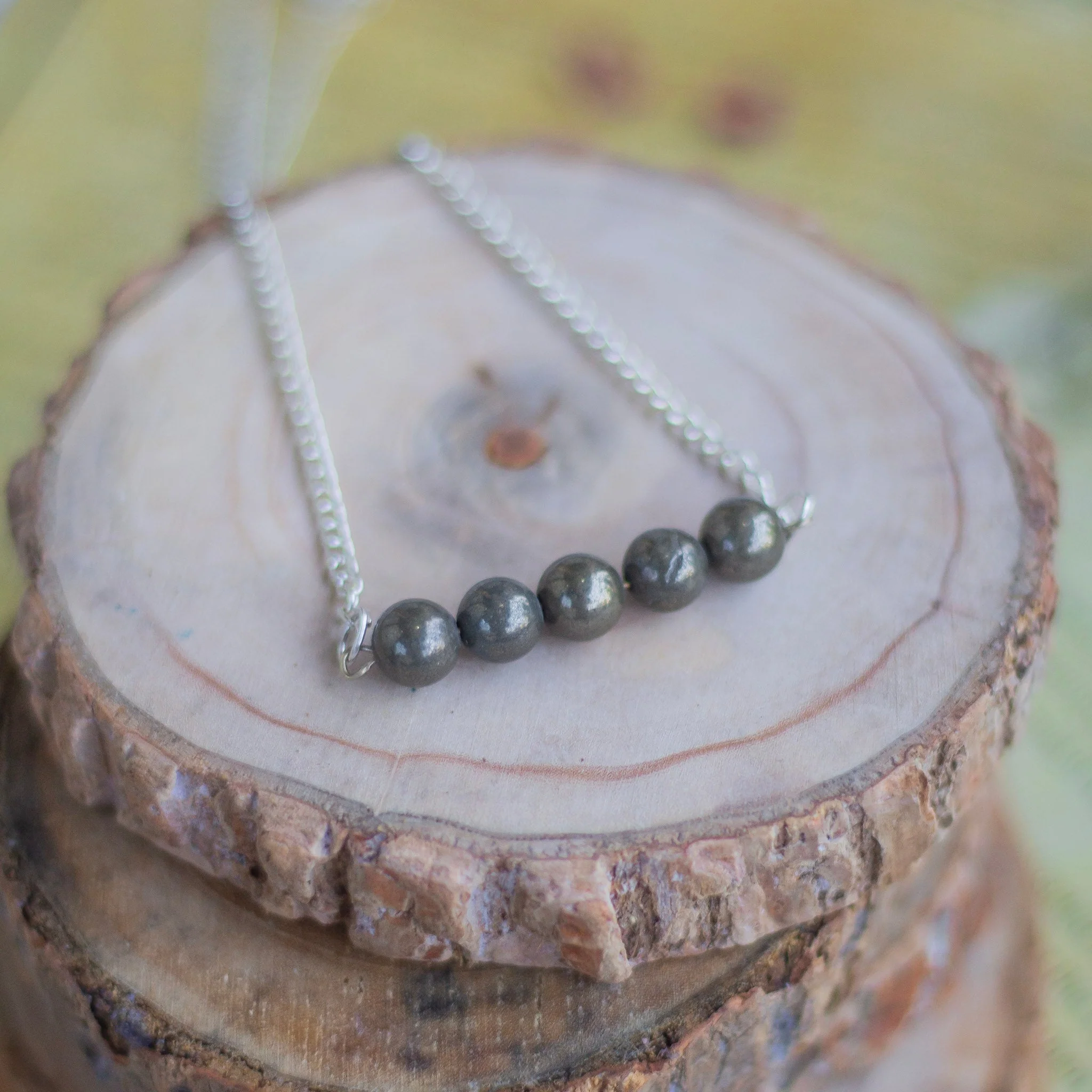 Pyrite Bead Necklace | Stone for financial abundance - Image 2