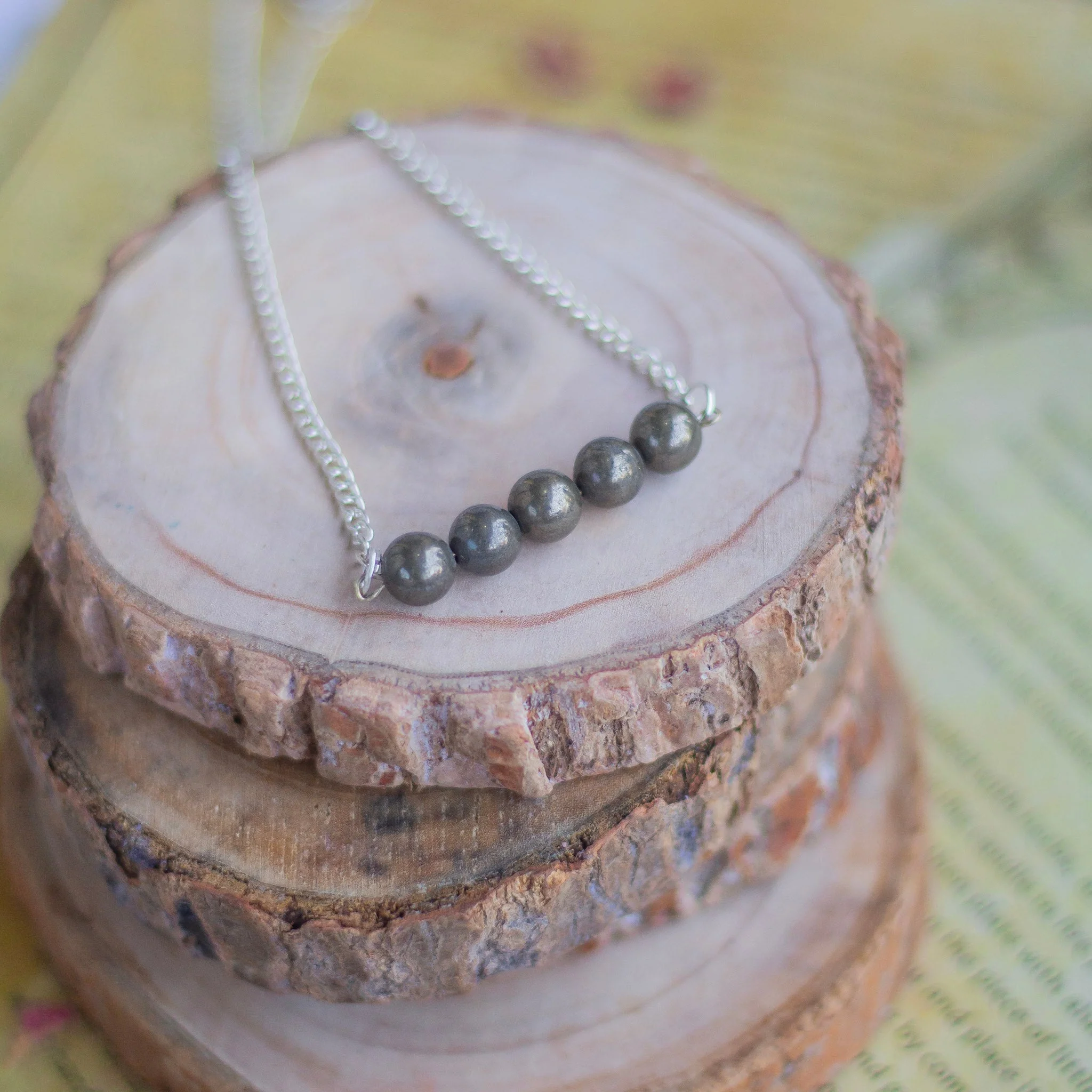 Pyrite Bead Necklace | Stone for financial abundance - Image 4
