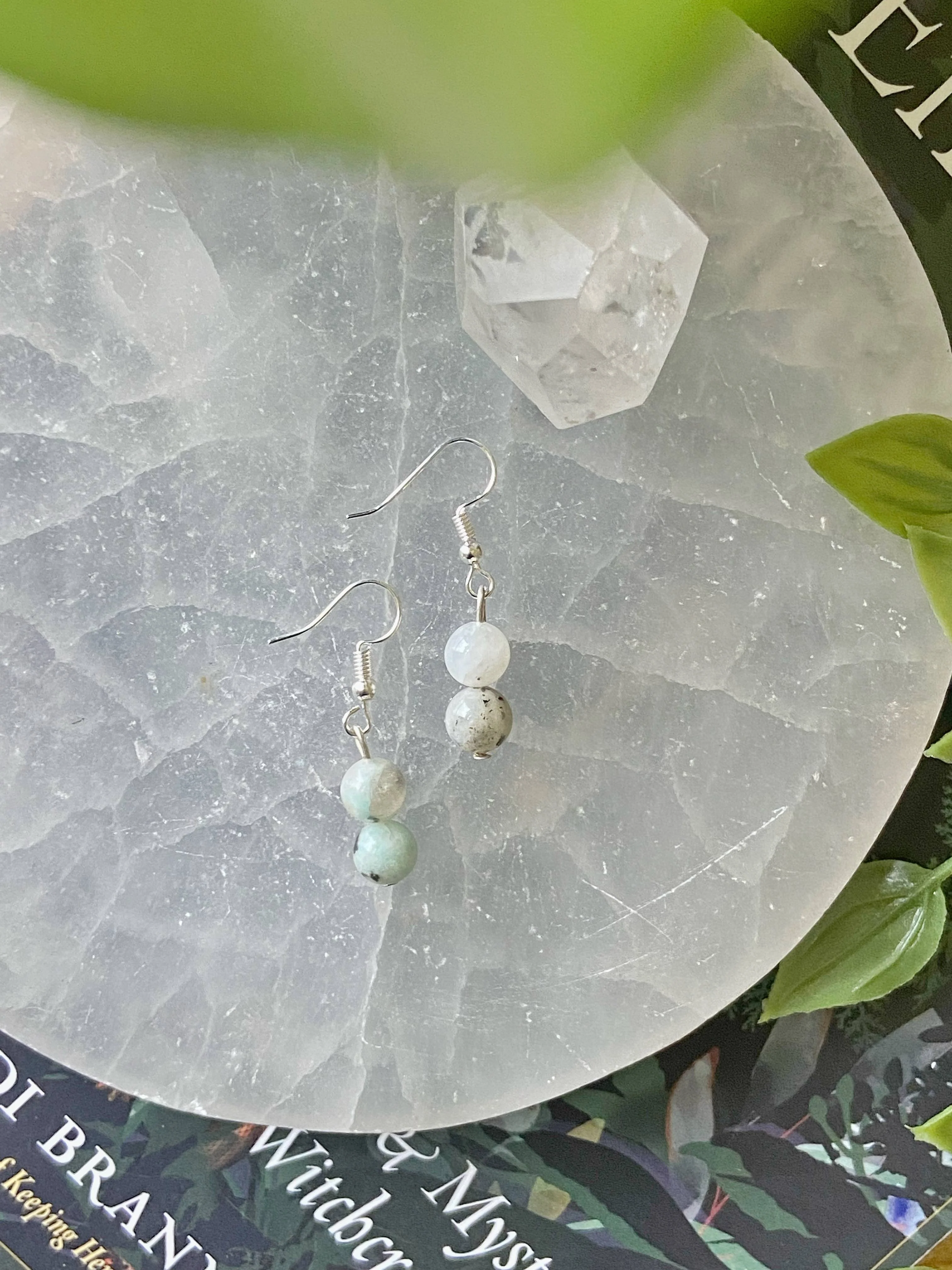 Rainbow moonstone bead Earring