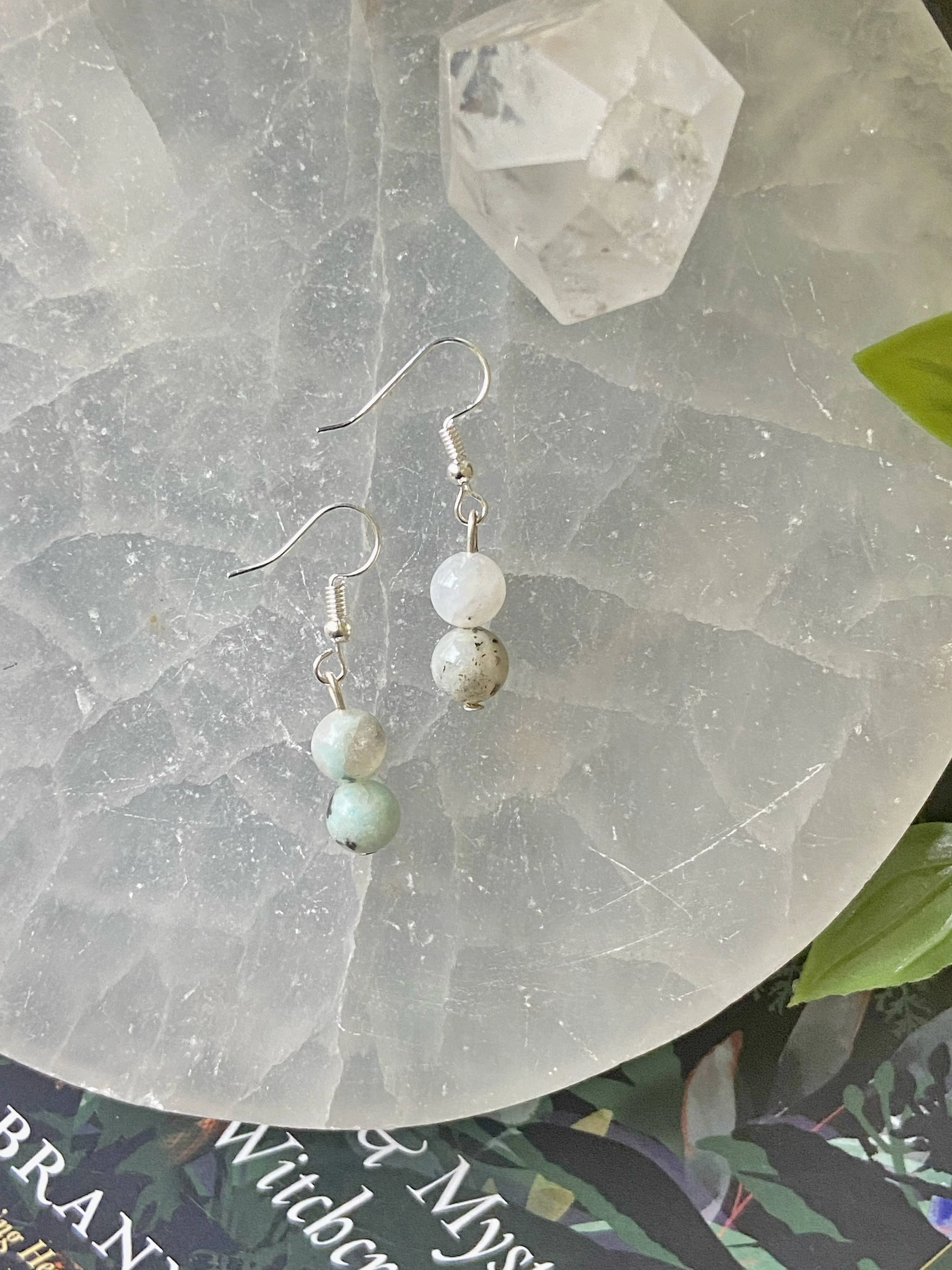 Rainbow moonstone bead Earring - Image 2