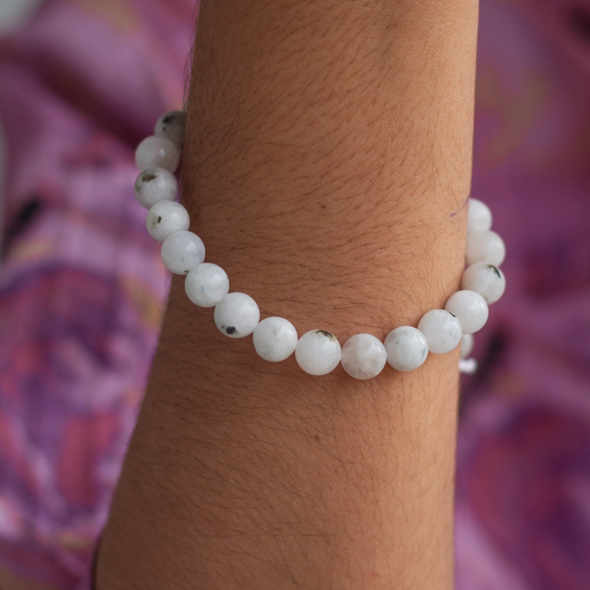 Rainbow Moonstone Bead Thread Bracelet | Cultivates Compassion & empathy - Image 2