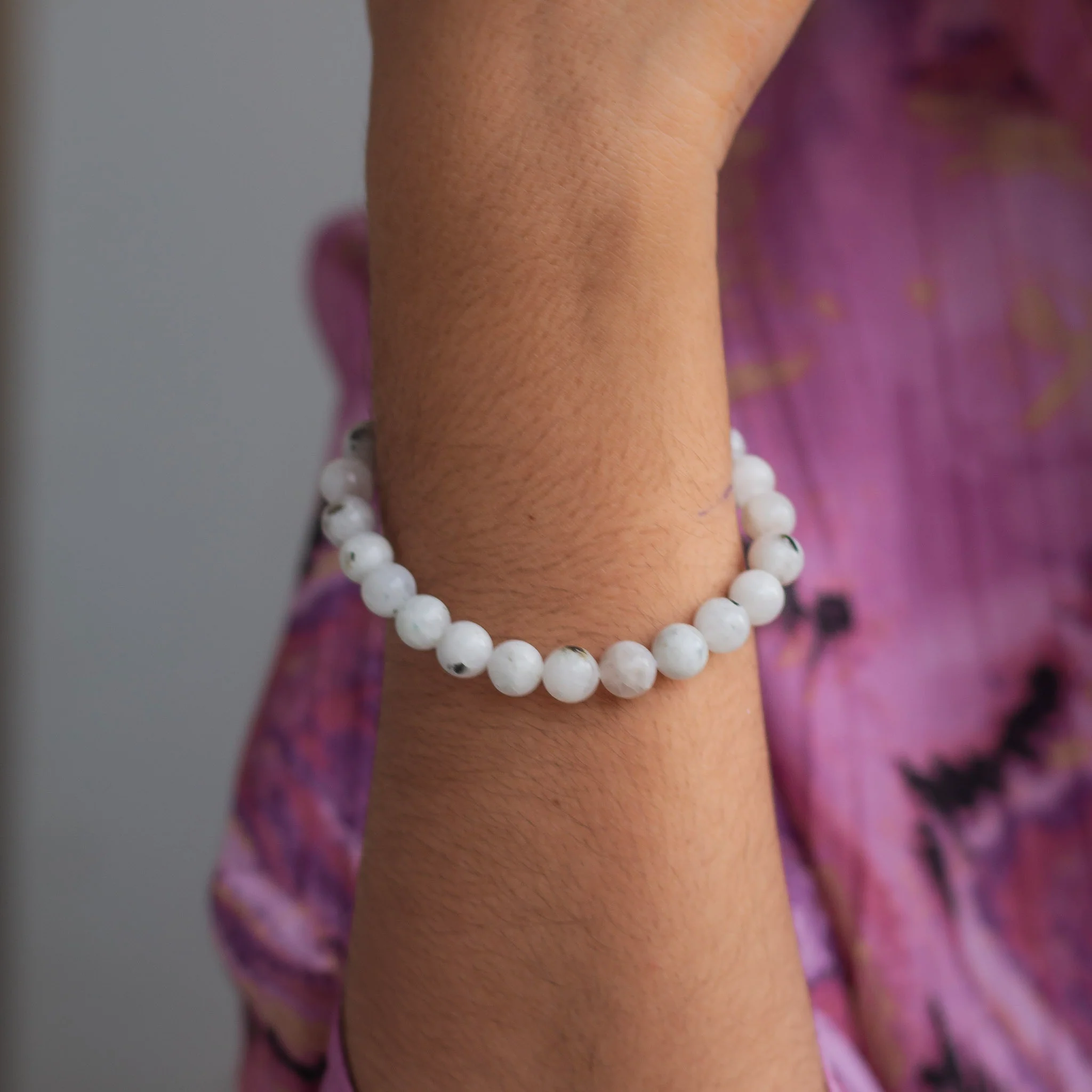 Rainbow Moonstone Bead Thread Bracelet | Cultivates Compassion & empathy - Image 4