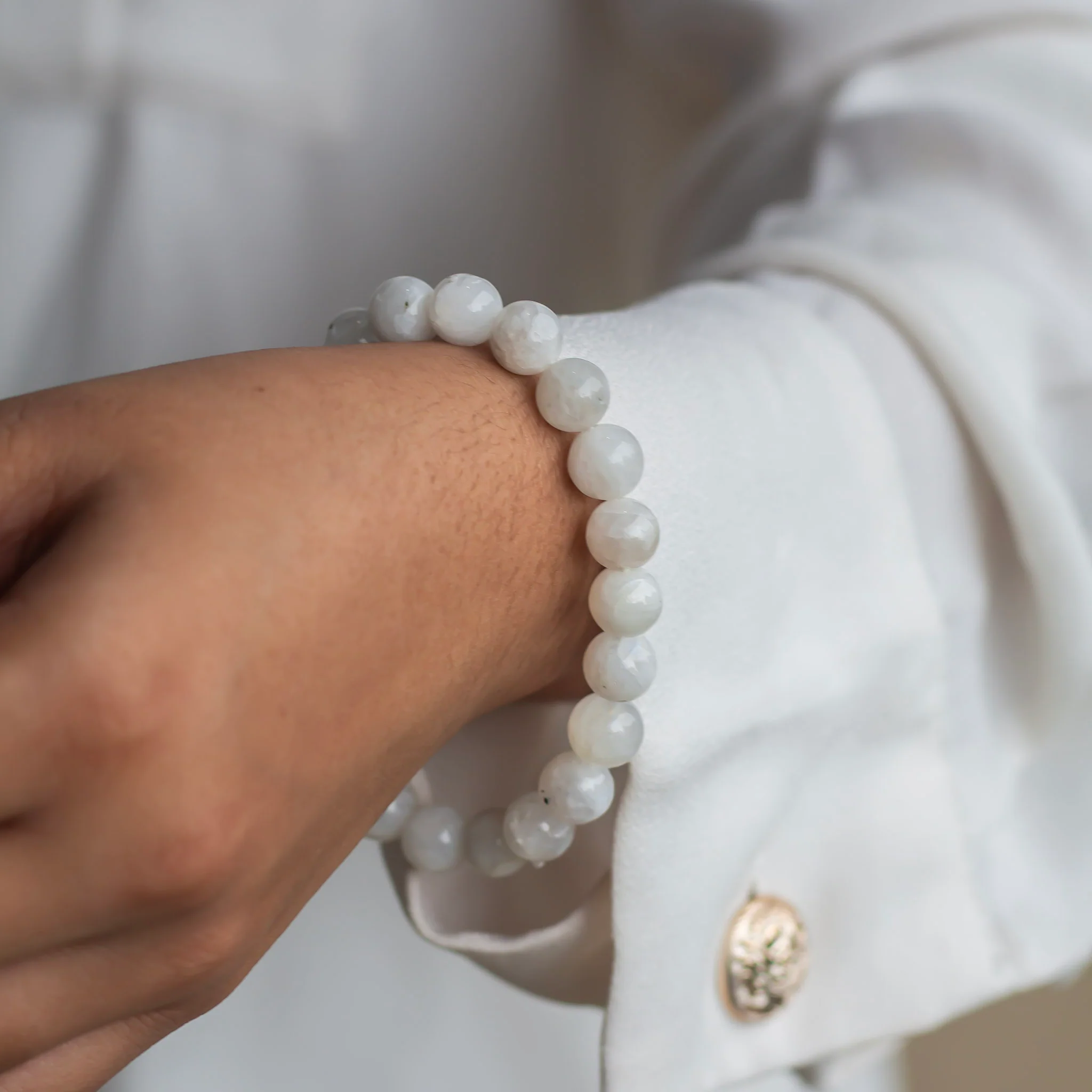 Rainbow Moonstone Bead Bracelet - 8mm | Cultivates Compassion & empathy