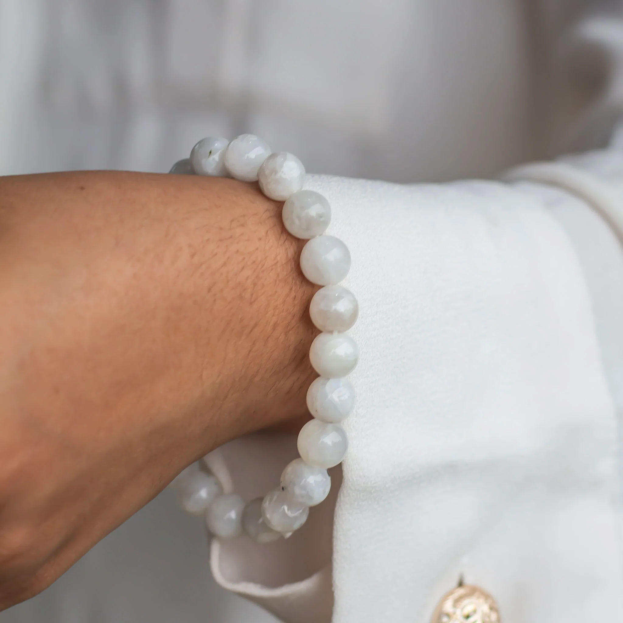 Rainbow Moonstone Bead Bracelet - 8mm | Cultivates Compassion & empathy - Image 2