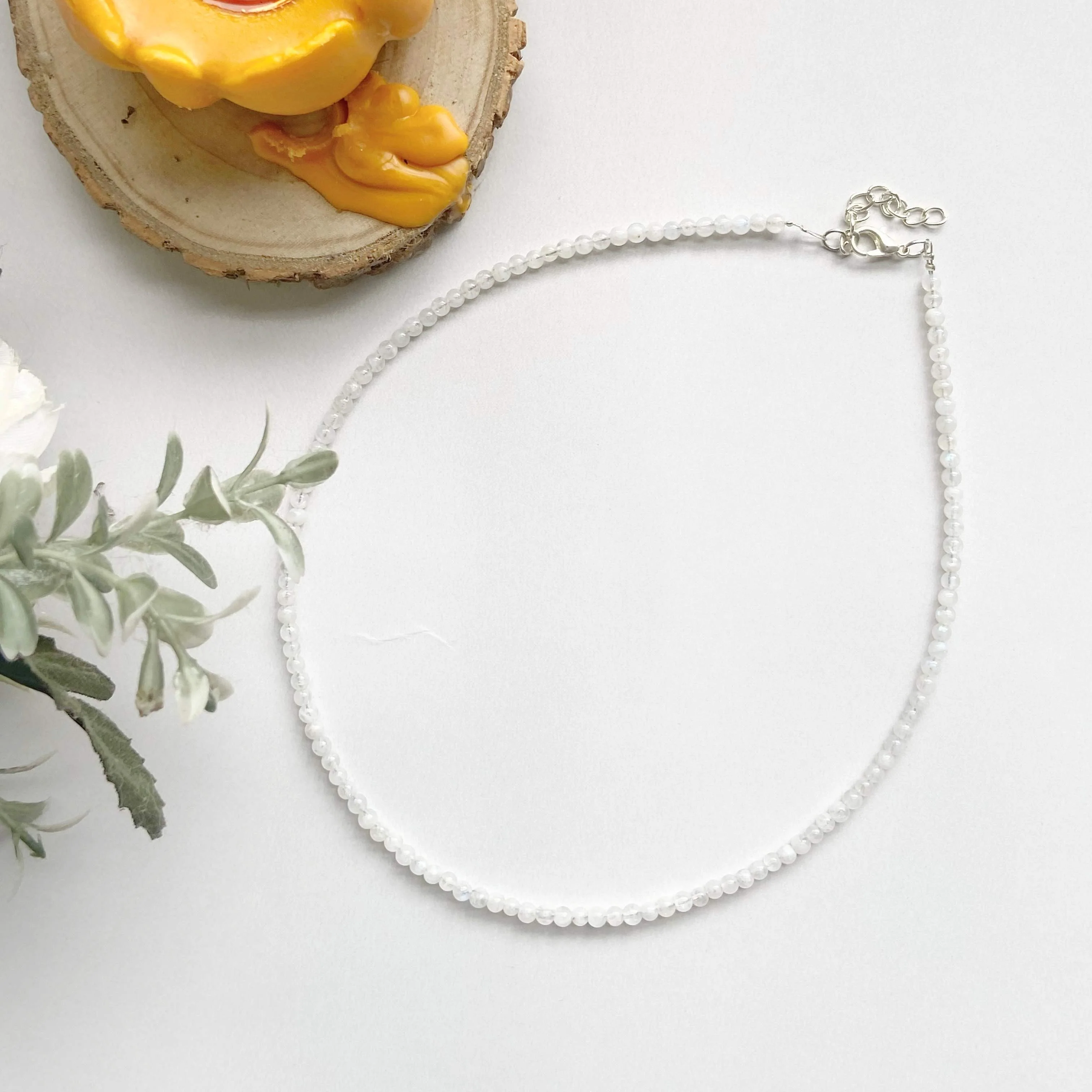 Rainbow moonstone mini beads necklace