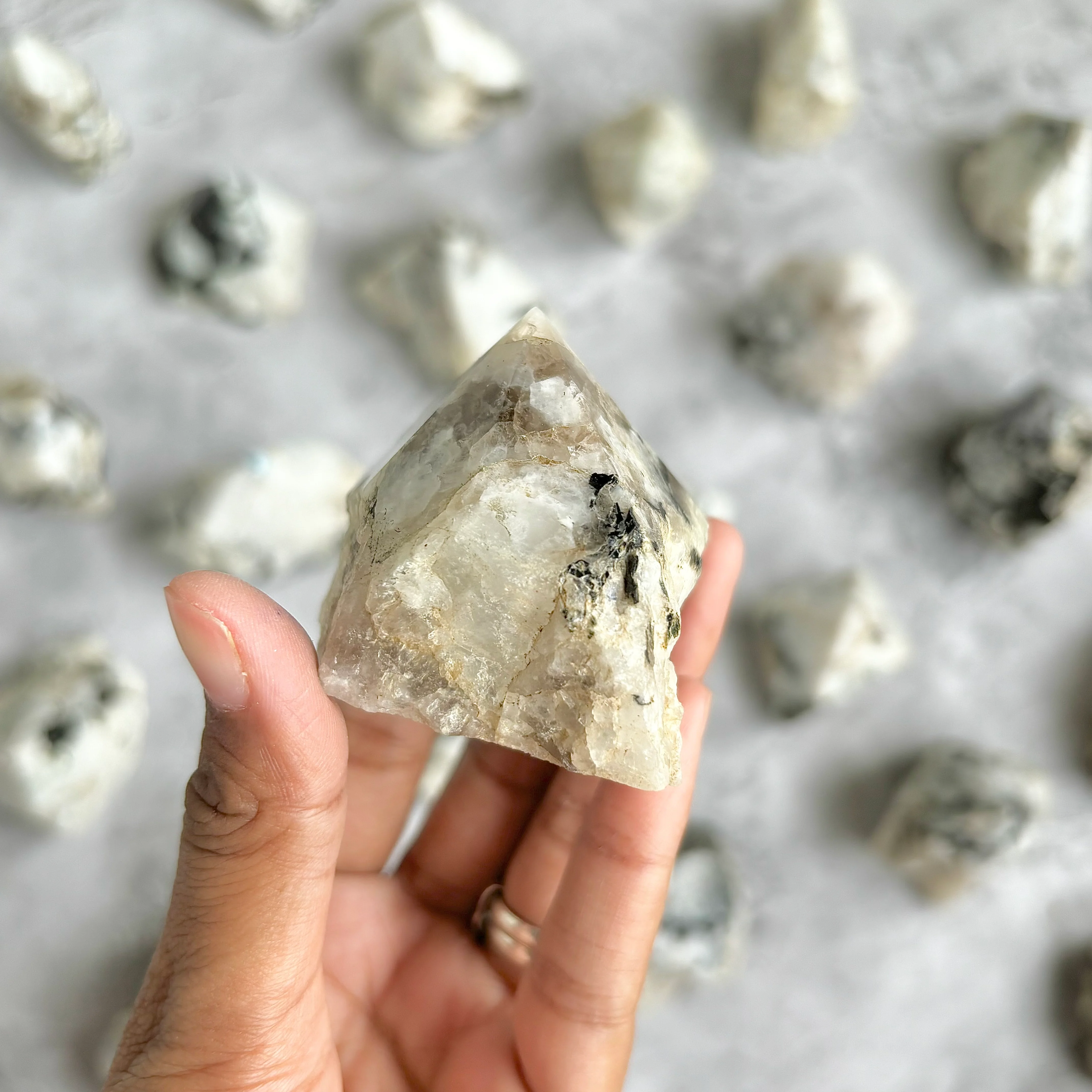 Rainbow Moonstone Raw with Polished Point - 148 Gm | Cultivates Compassion & empathy - Image 2