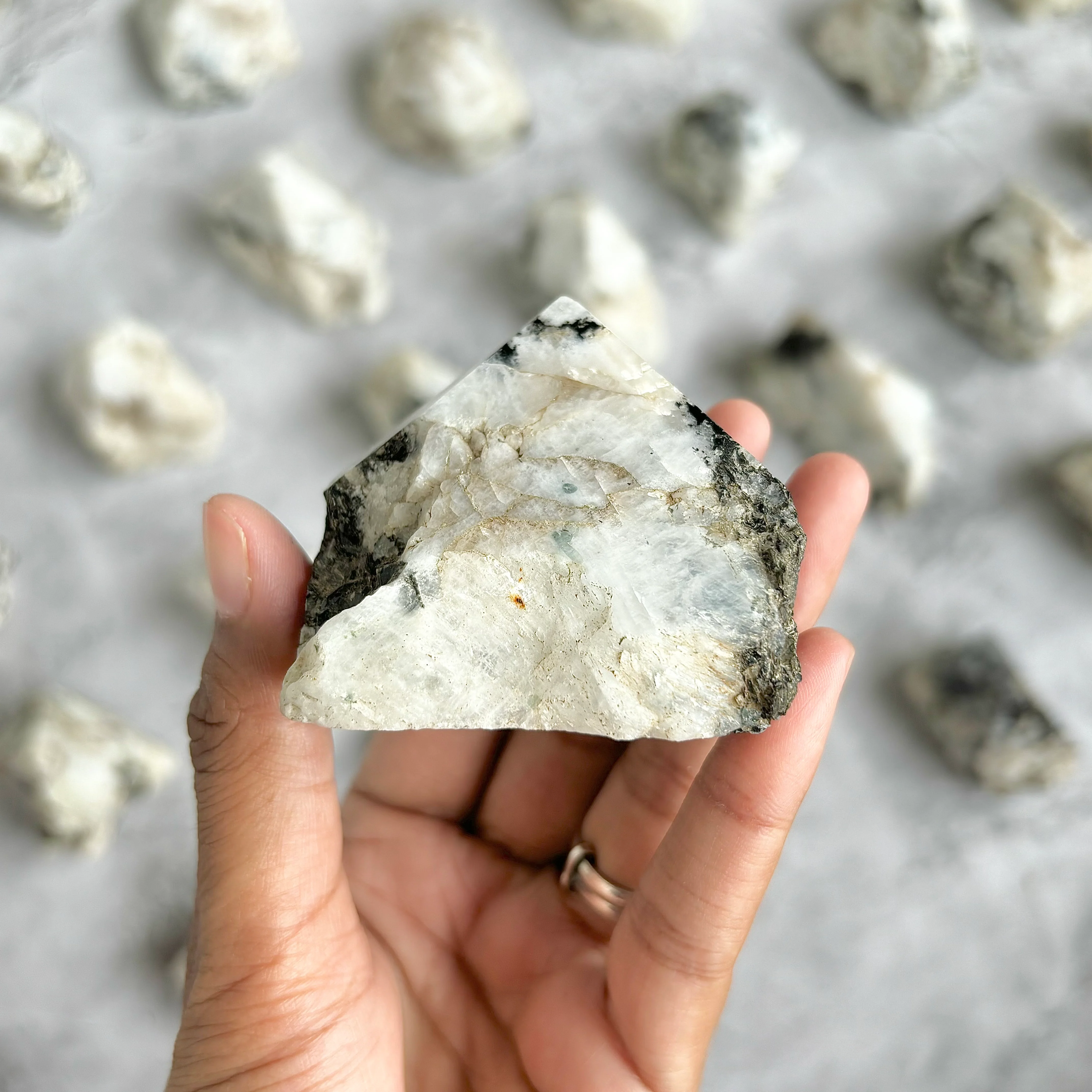 Rainbow Moonstone Raw with Polished Point - 158 Gm | Cultivates Compassion & empathy - Image 2