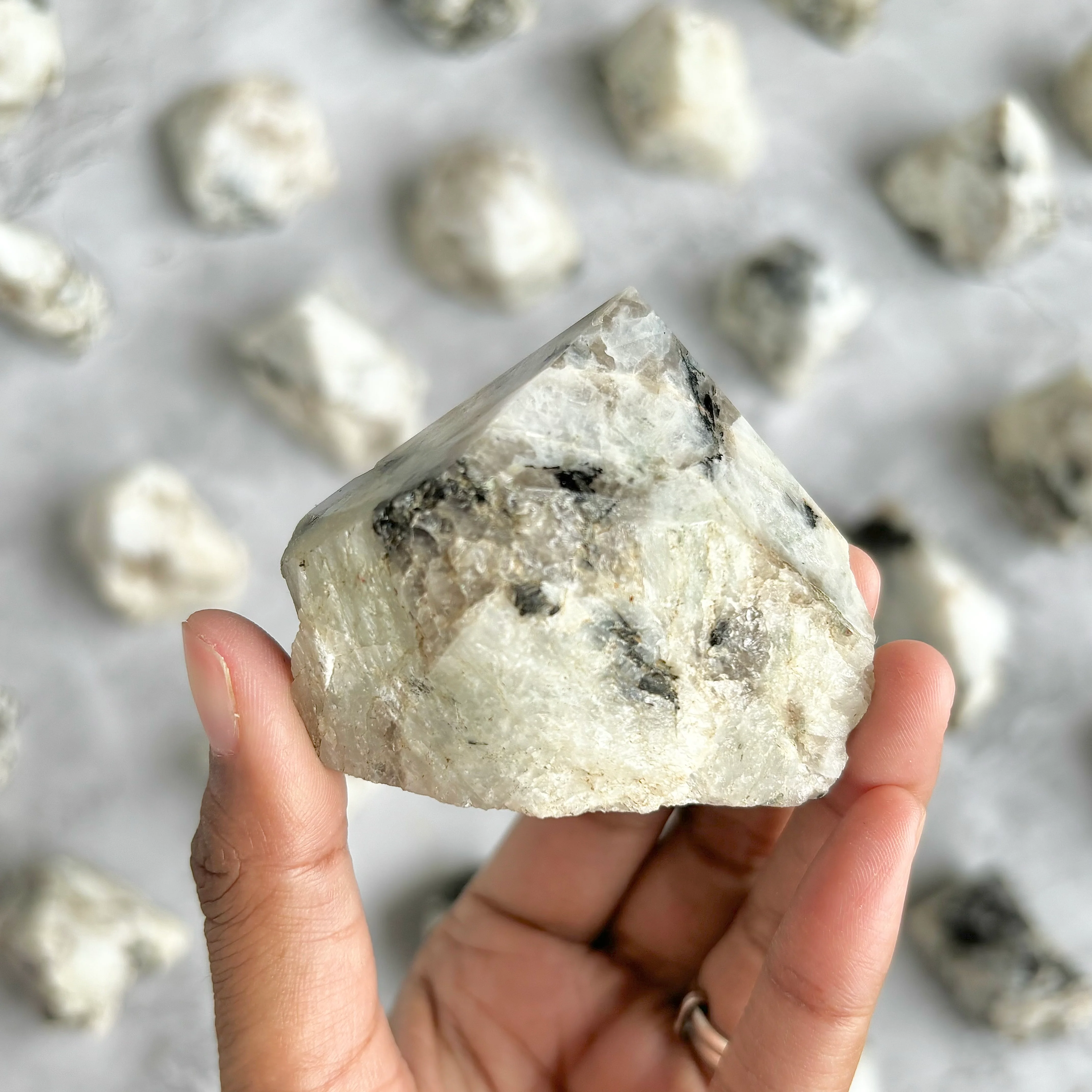 Rainbow Moonstone Raw with Polished Point - 168 Gm | Cultivates Compassion & empathy - Image 2