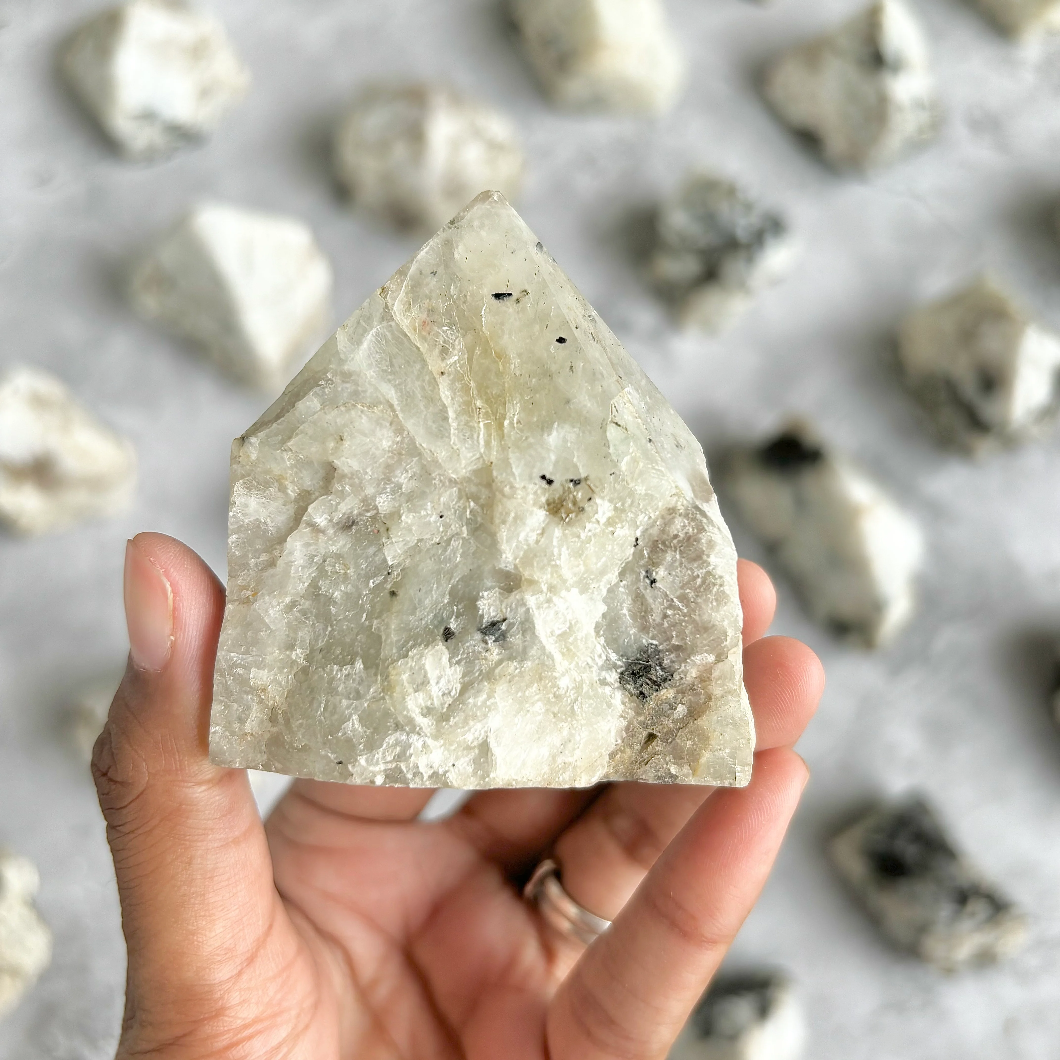 Rainbow Moonstone Raw with Polished Point - 177 Gm | Cultivates Compassion & empathy