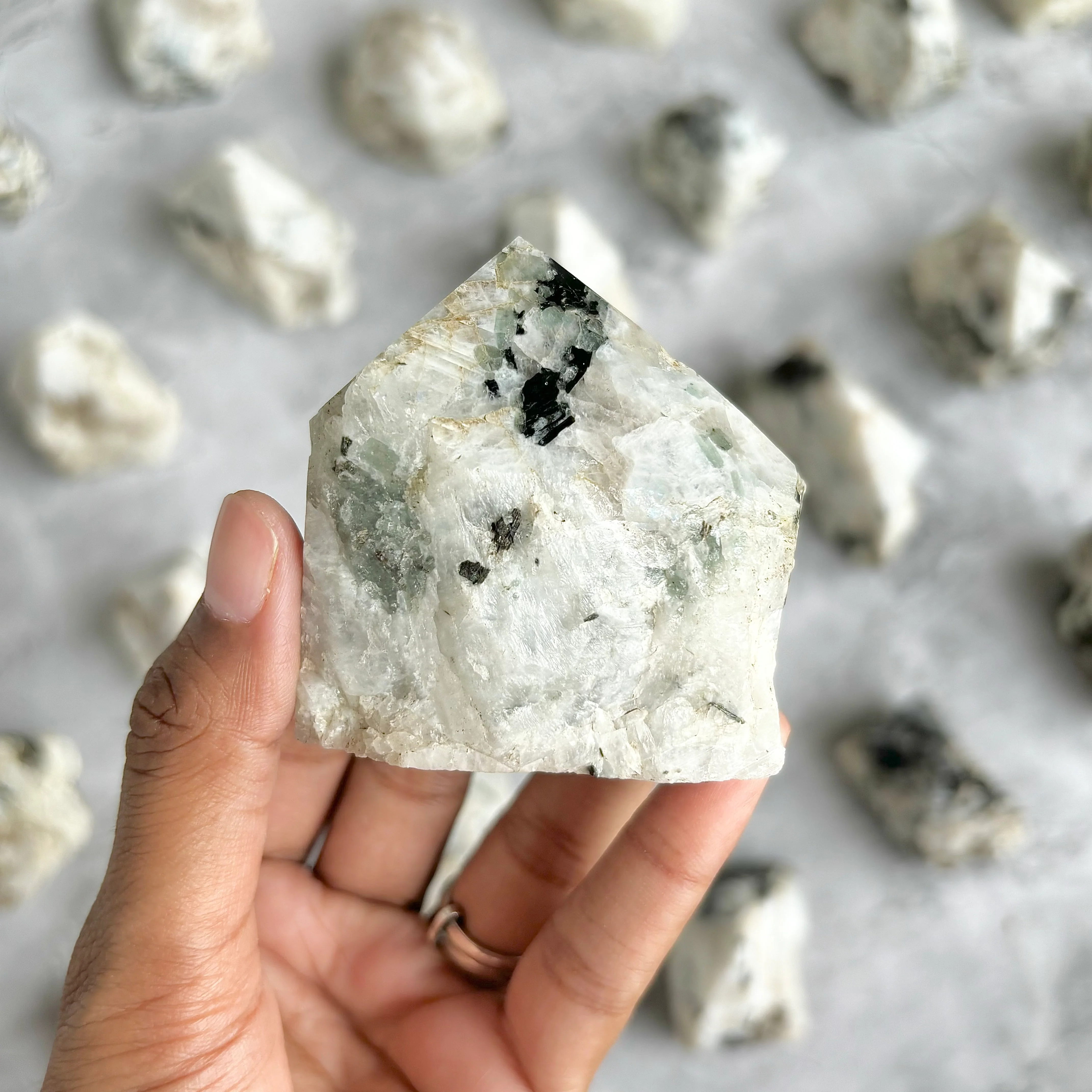 Rainbow Moonstone Raw with Polished Point - 200 Gm | Cultivates Compassion & empathy - Image 2