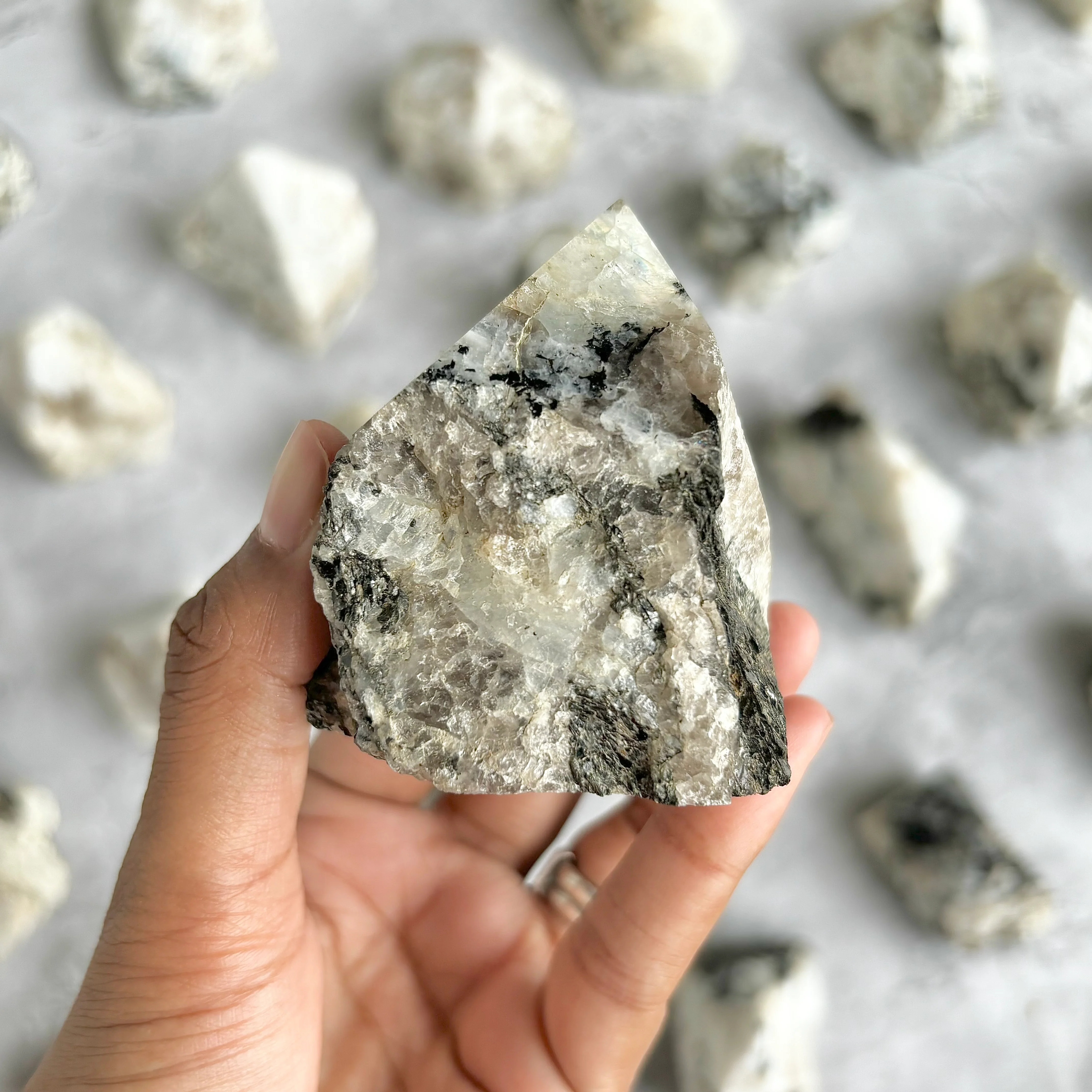 Rainbow Moonstone Raw with Polished Point - 200 Gm | Cultivates Compassion & empathy