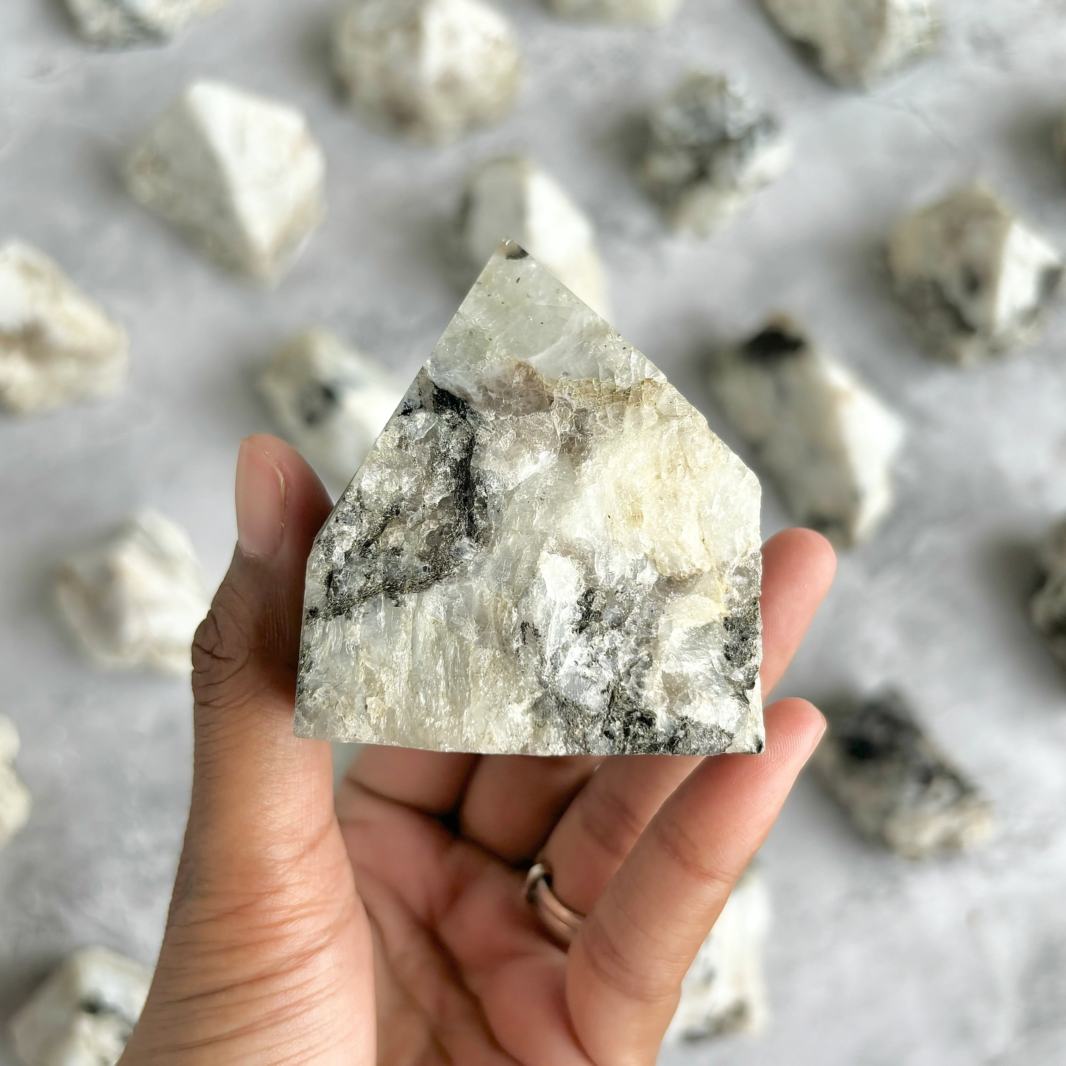 Rainbow Moonstone Raw with Polished Point - 200 Gm | Cultivates Compassion & empathy - Image 2