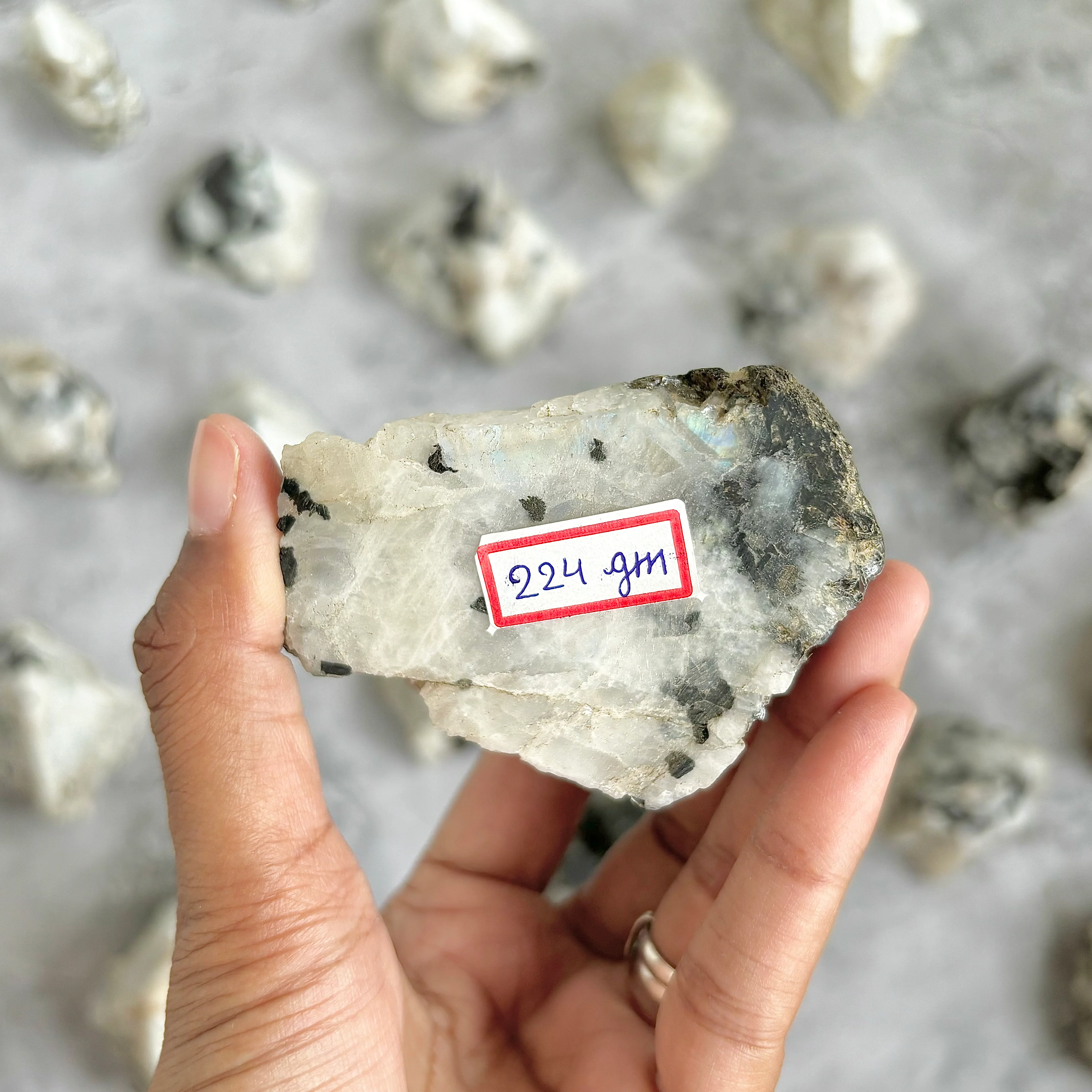 Rainbow Moonstone Raw with Polished Point - 224 Gm | Cultivates Compassion & empathy - Image 2