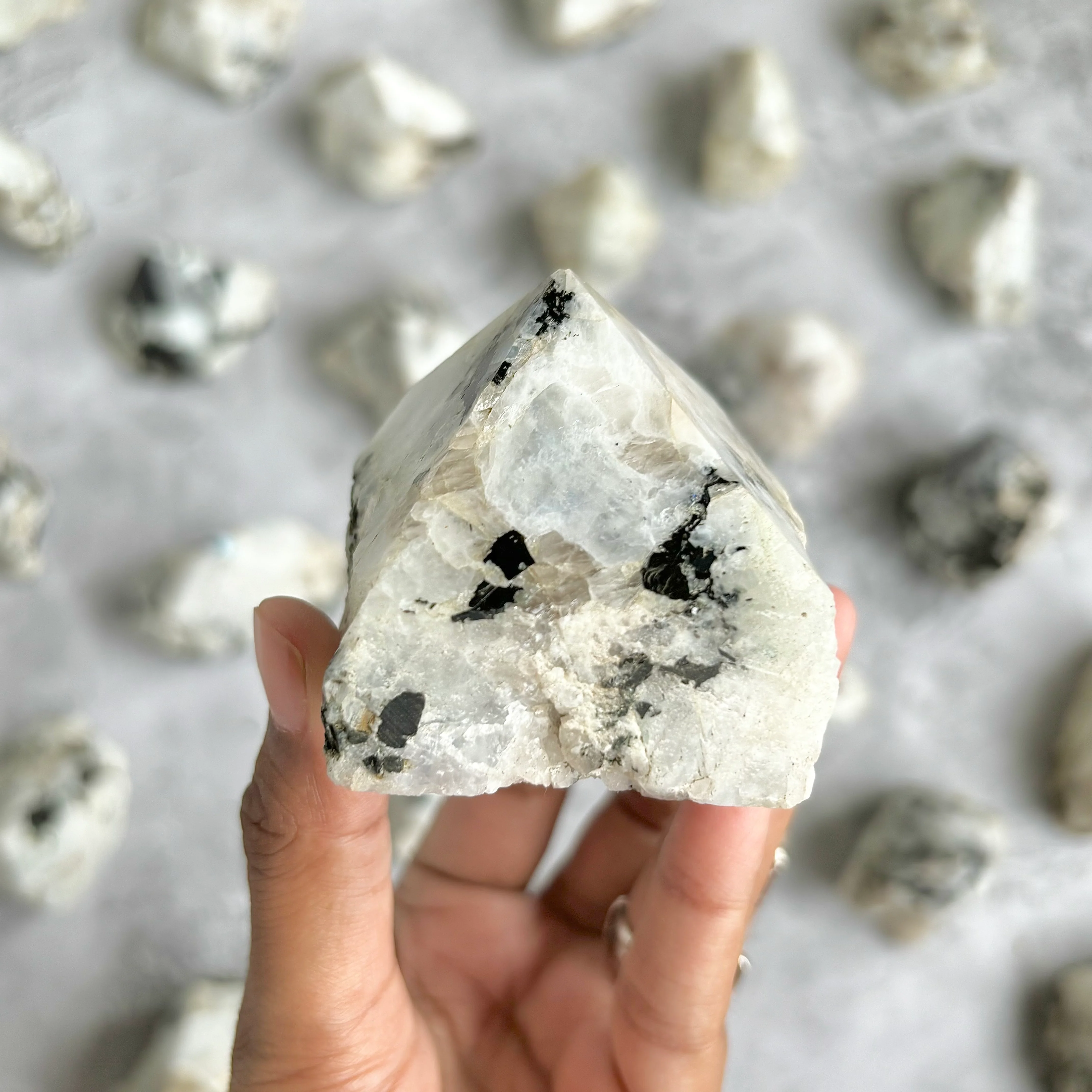 Rainbow Moonstone Raw with Polished Point - 234 Gm | Cultivates Compassion & empathy - Image 2