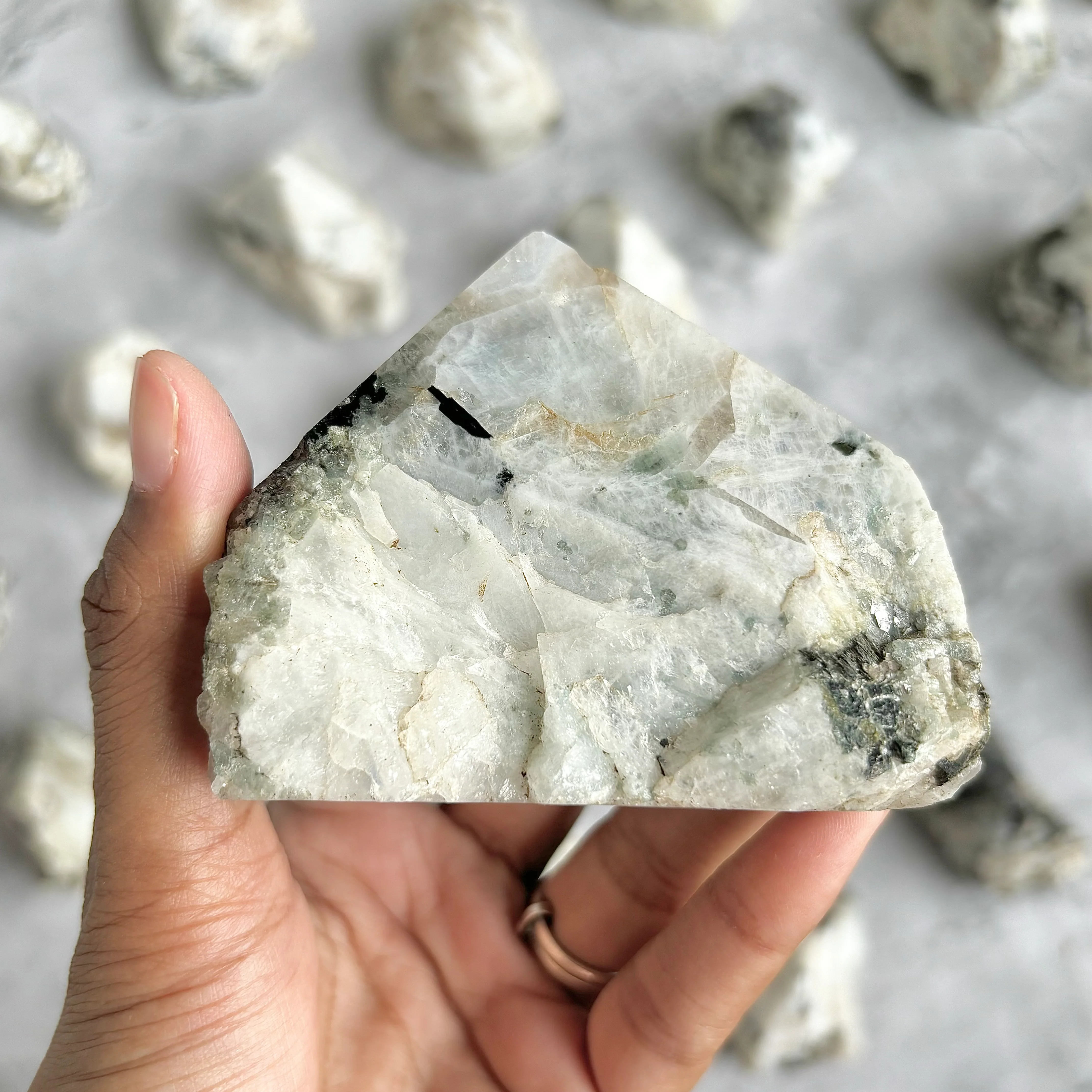 Rainbow Moonstone Raw with Polished Point - 244 Gm | Cultivates Compassion & empathy - Image 2