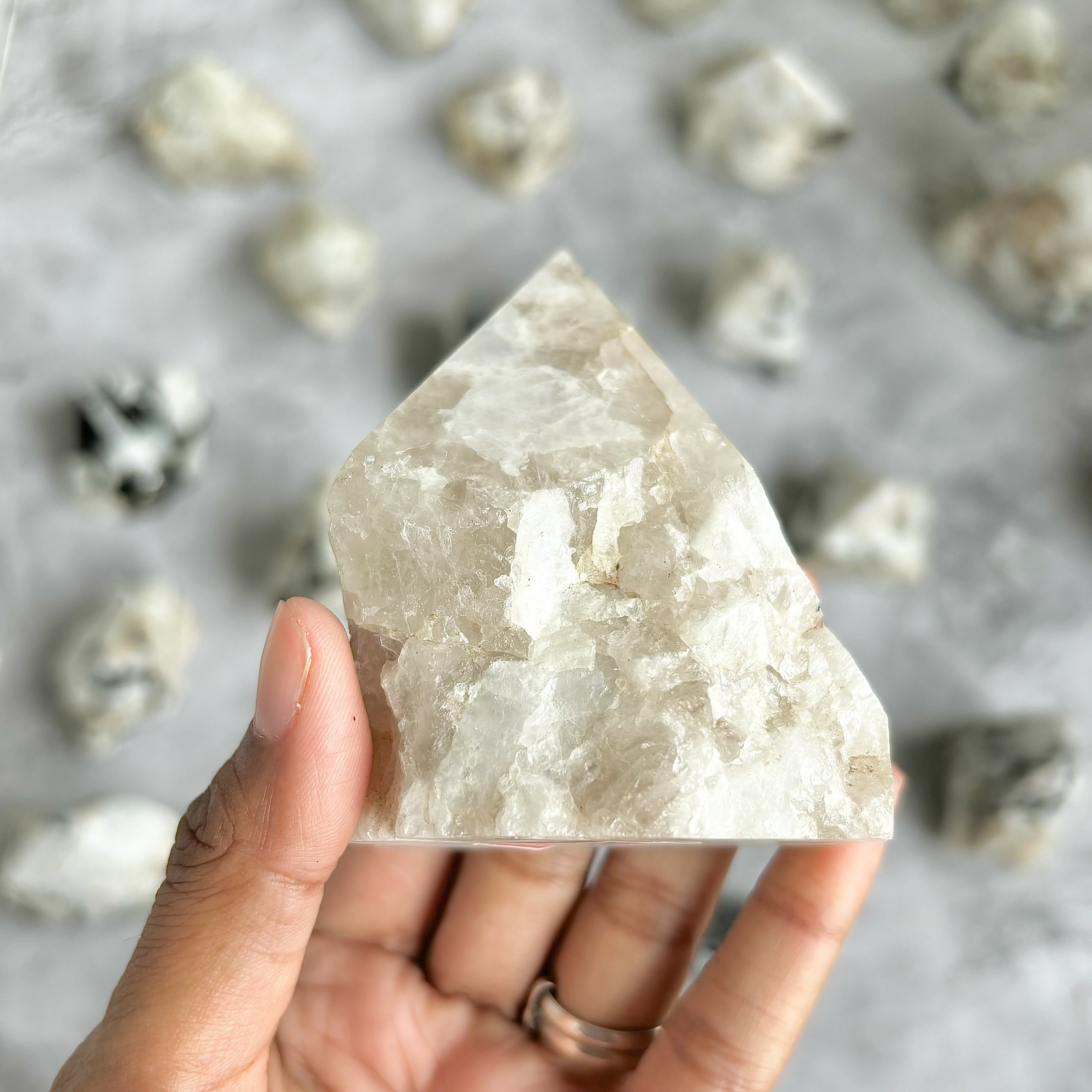 Rainbow Moonstone Raw with Polished Point - 246 Gm | Cultivates Compassion & empathy - Image 2