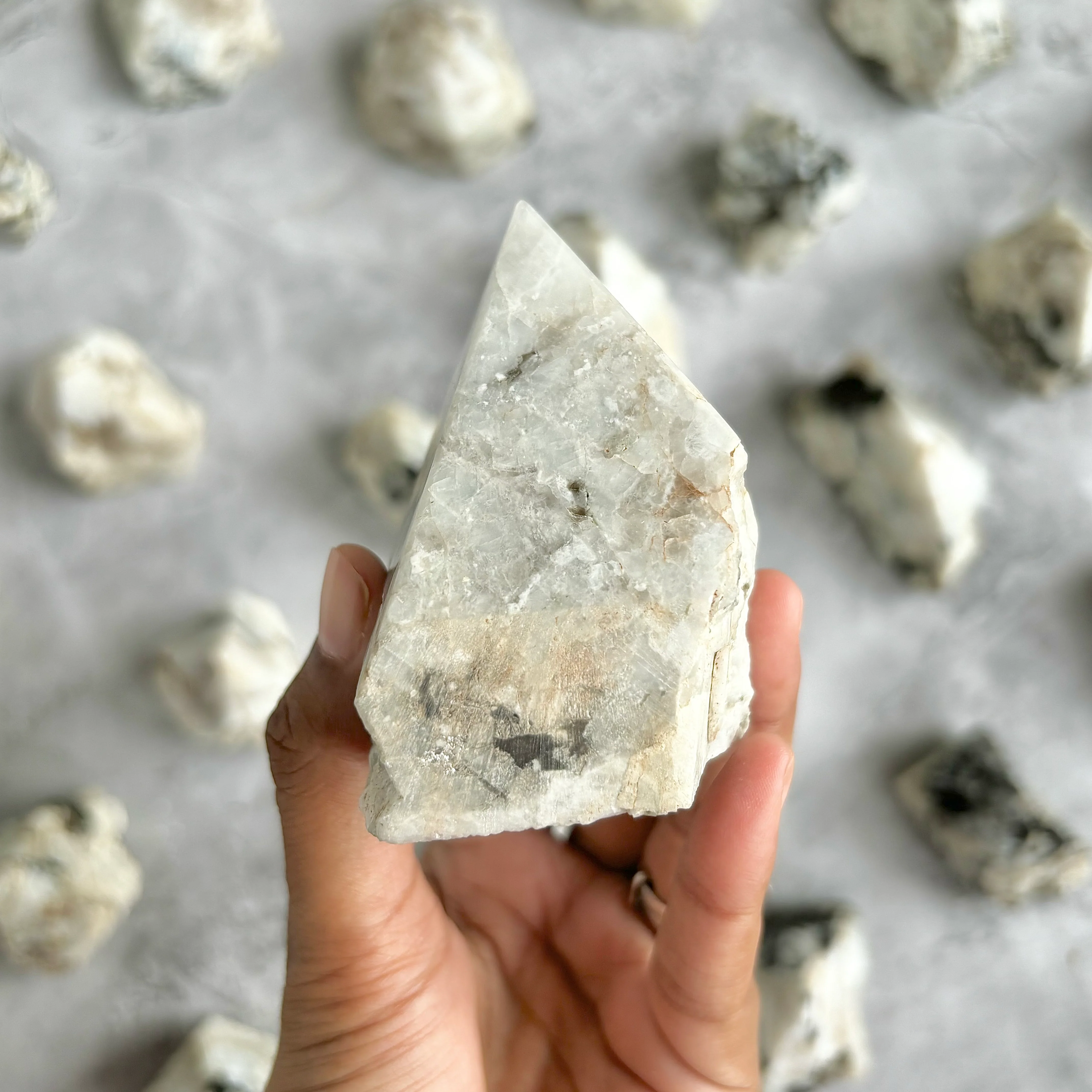 Rainbow Moonstone Raw with Polished Point - 267 Gm | Cultivates Compassion & empathy - Image 2