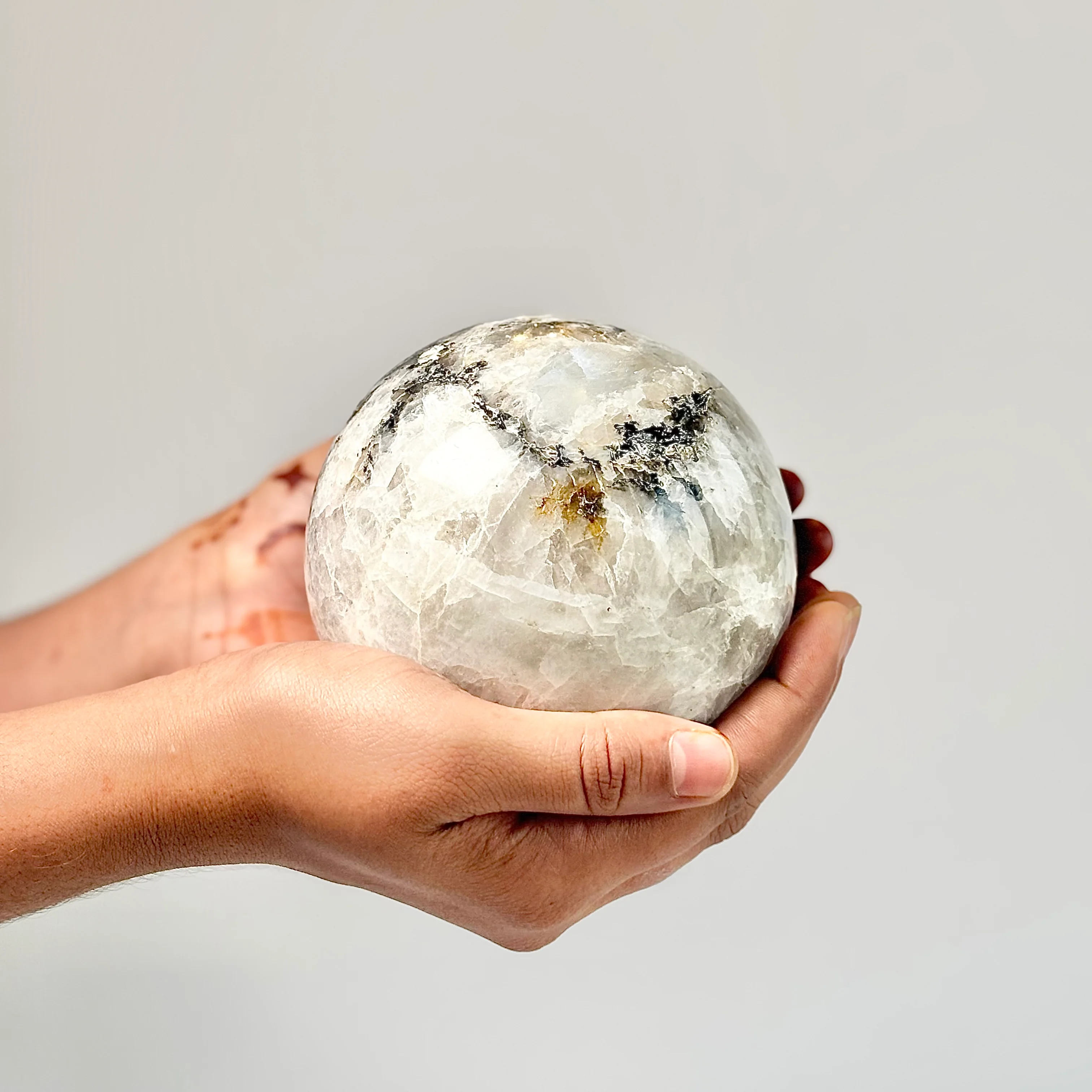 Rainbow Moonstone Sphere – Large - 1200 Gm | Cultivates Compassion & empathy