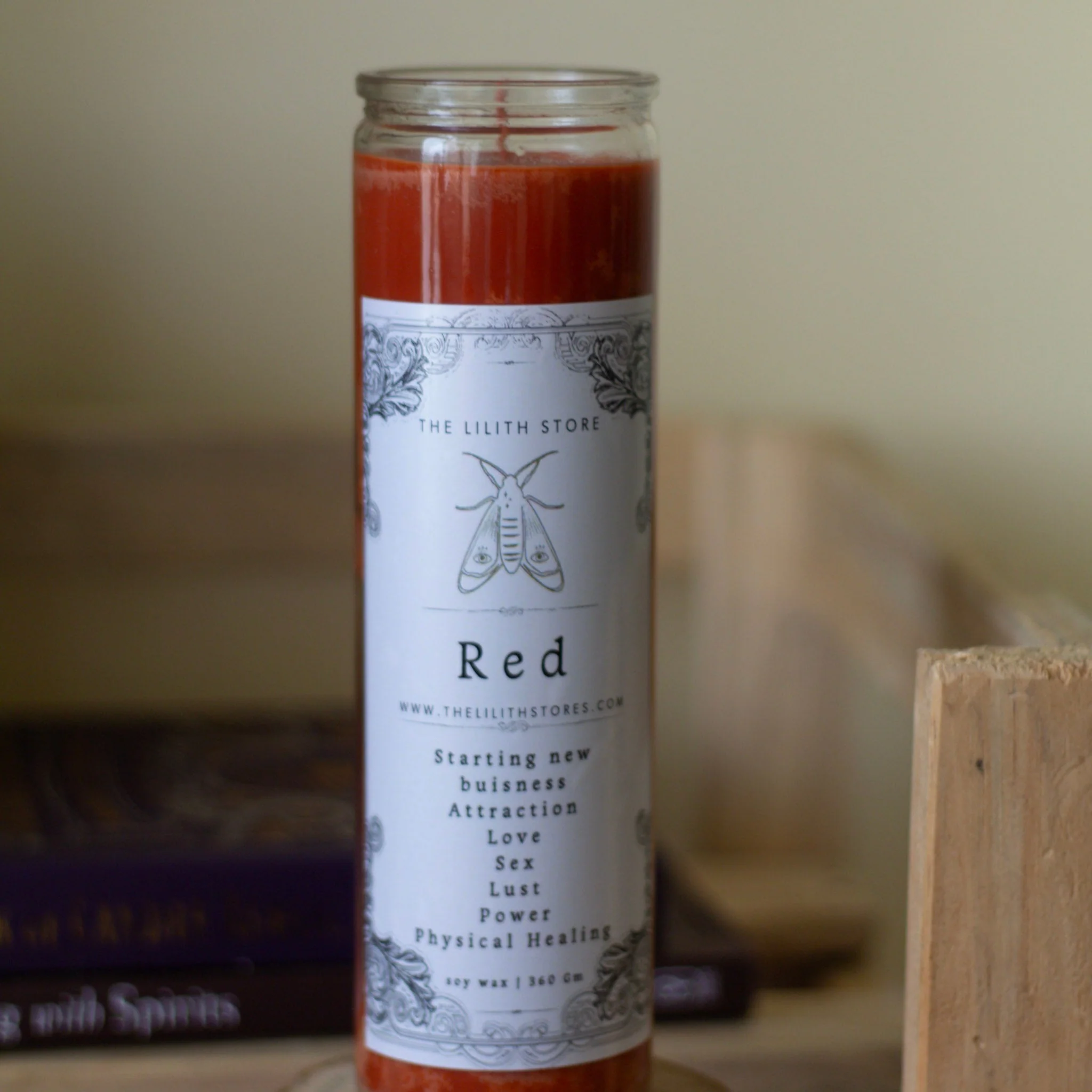 Red Tall Glass Candle | Soy Wax | 360 Gm - Image 2