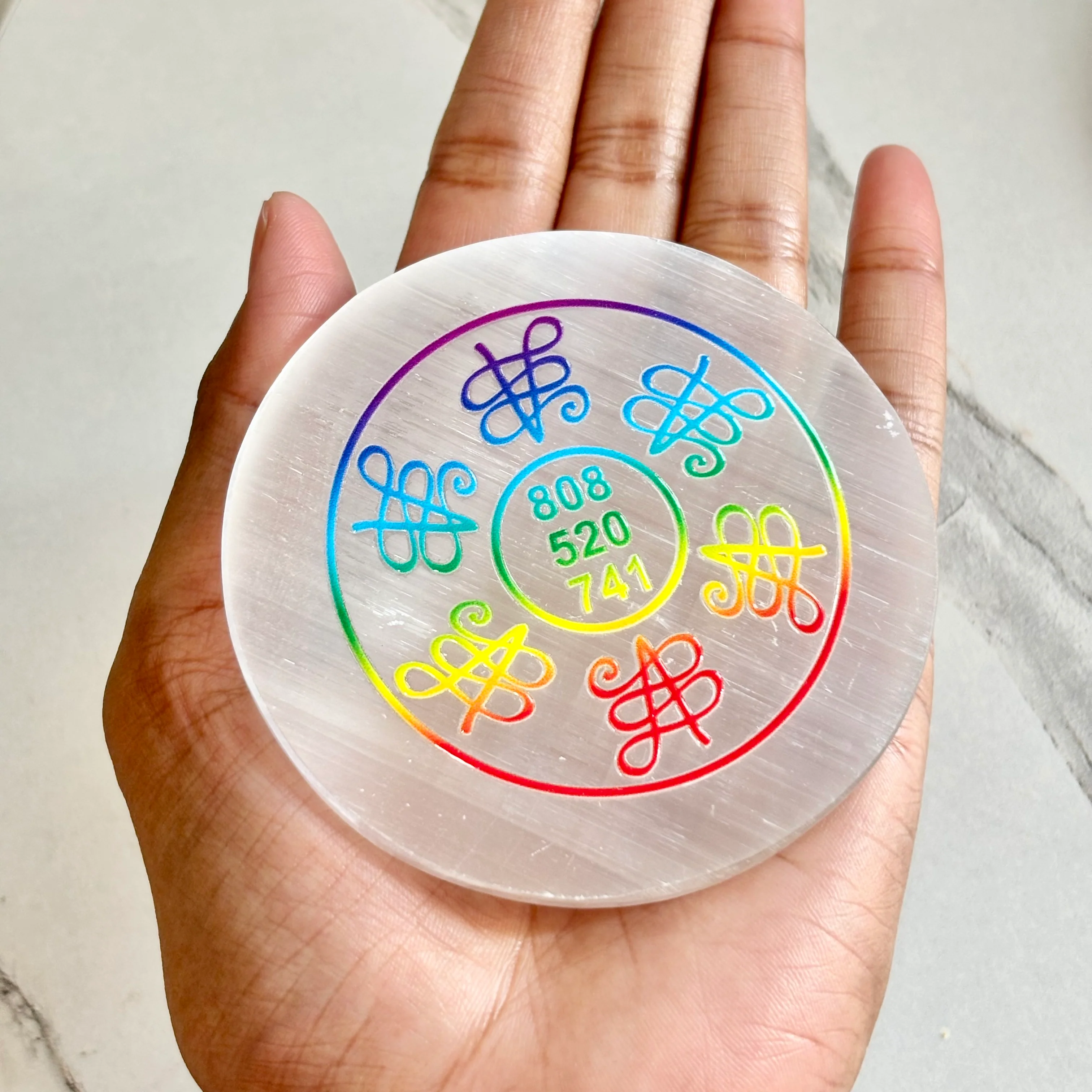 Zibu Healing Symbol on Selenite Plate with Energy Code - Image 2