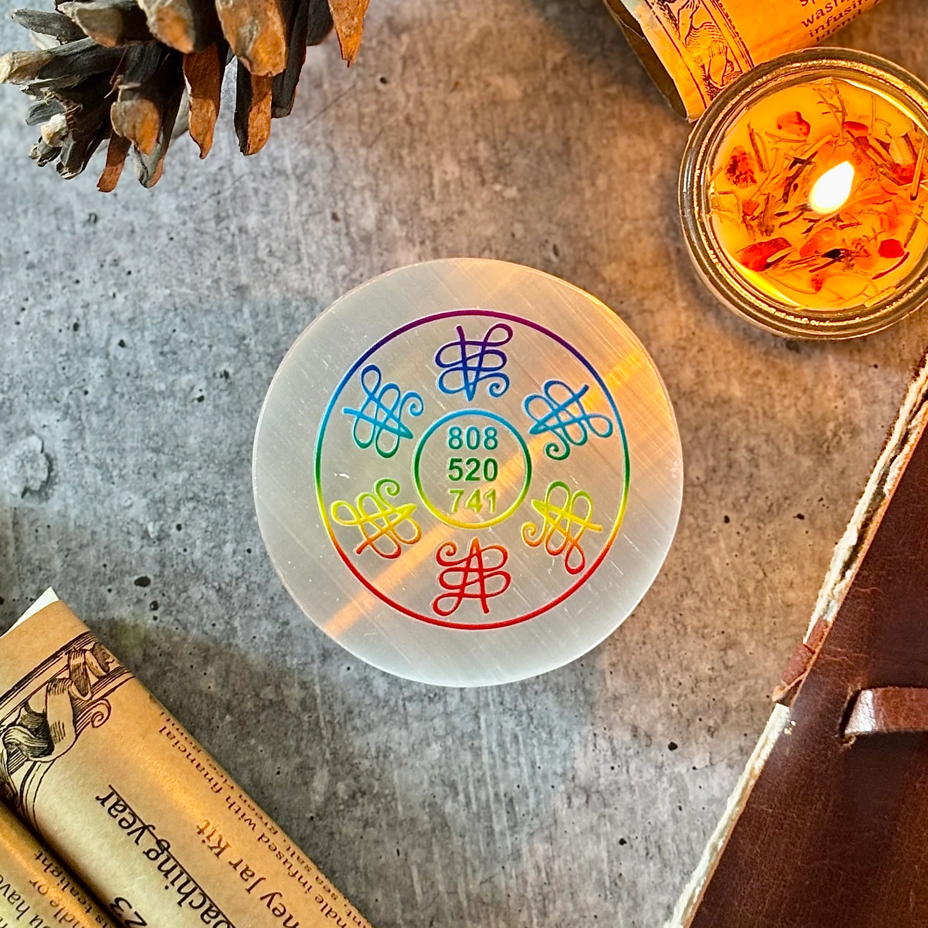 Zibu Healing Symbol on Selenite Plate with Energy Code - Image 3