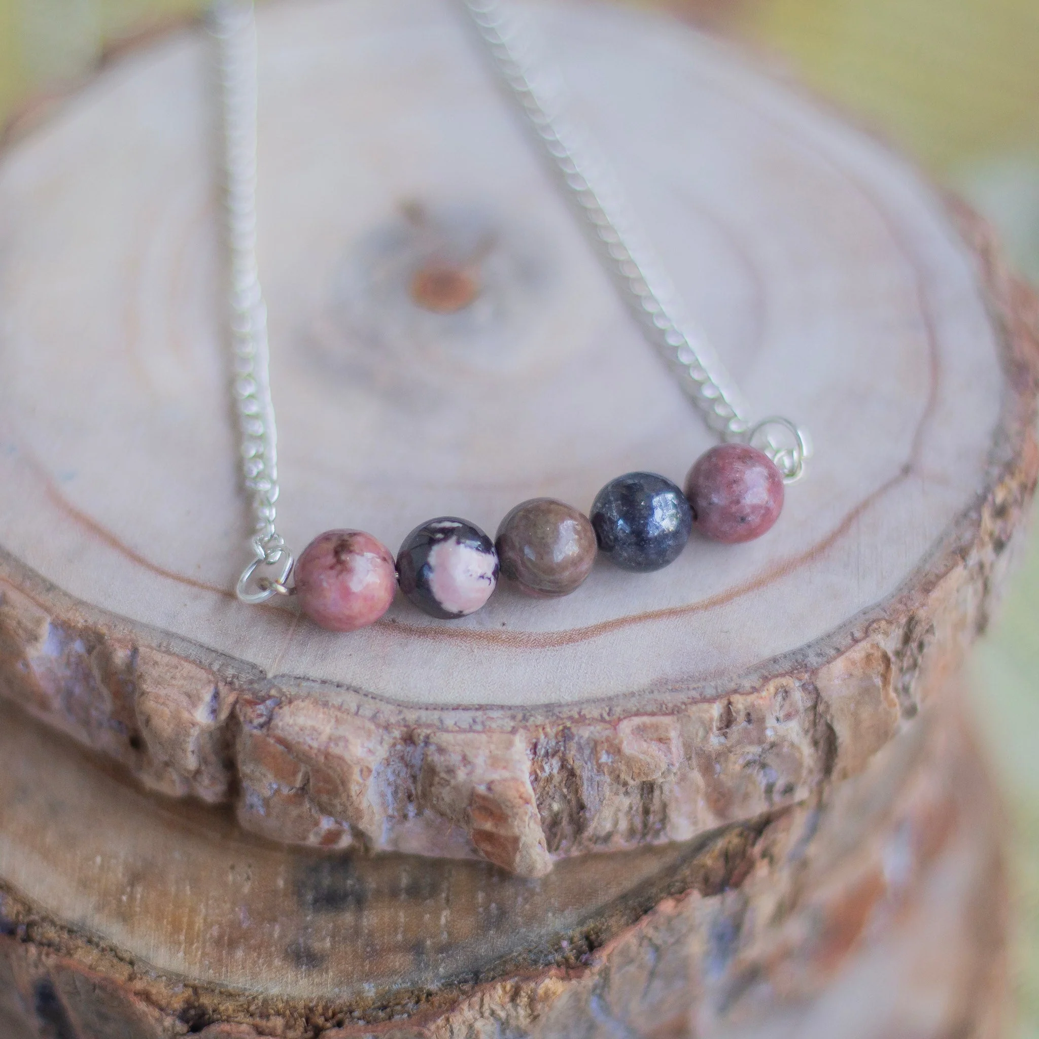 Rhodonite Beads Necklace | Attract Love in general & Promotes inner Peace