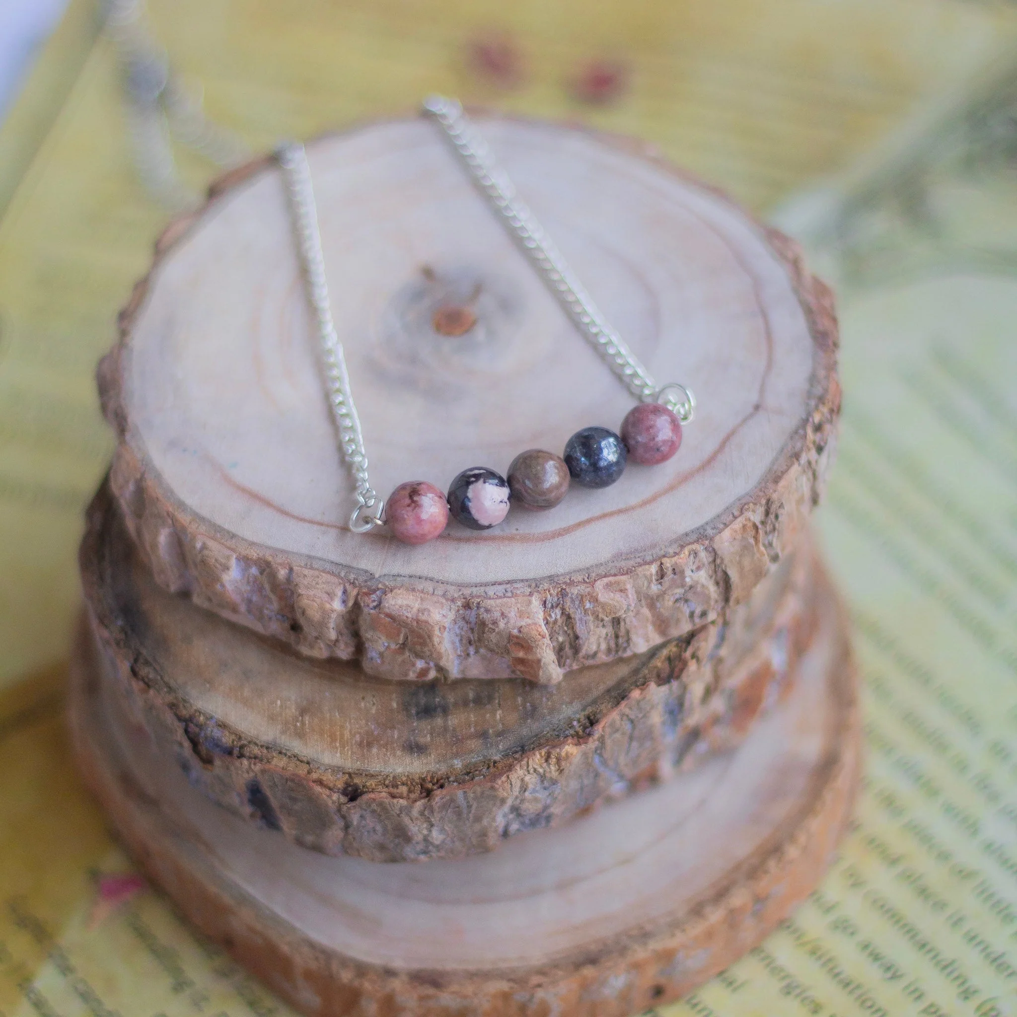 Rhodonite Beads Necklace | Attract Love in general & Promotes inner Peace - Image 2