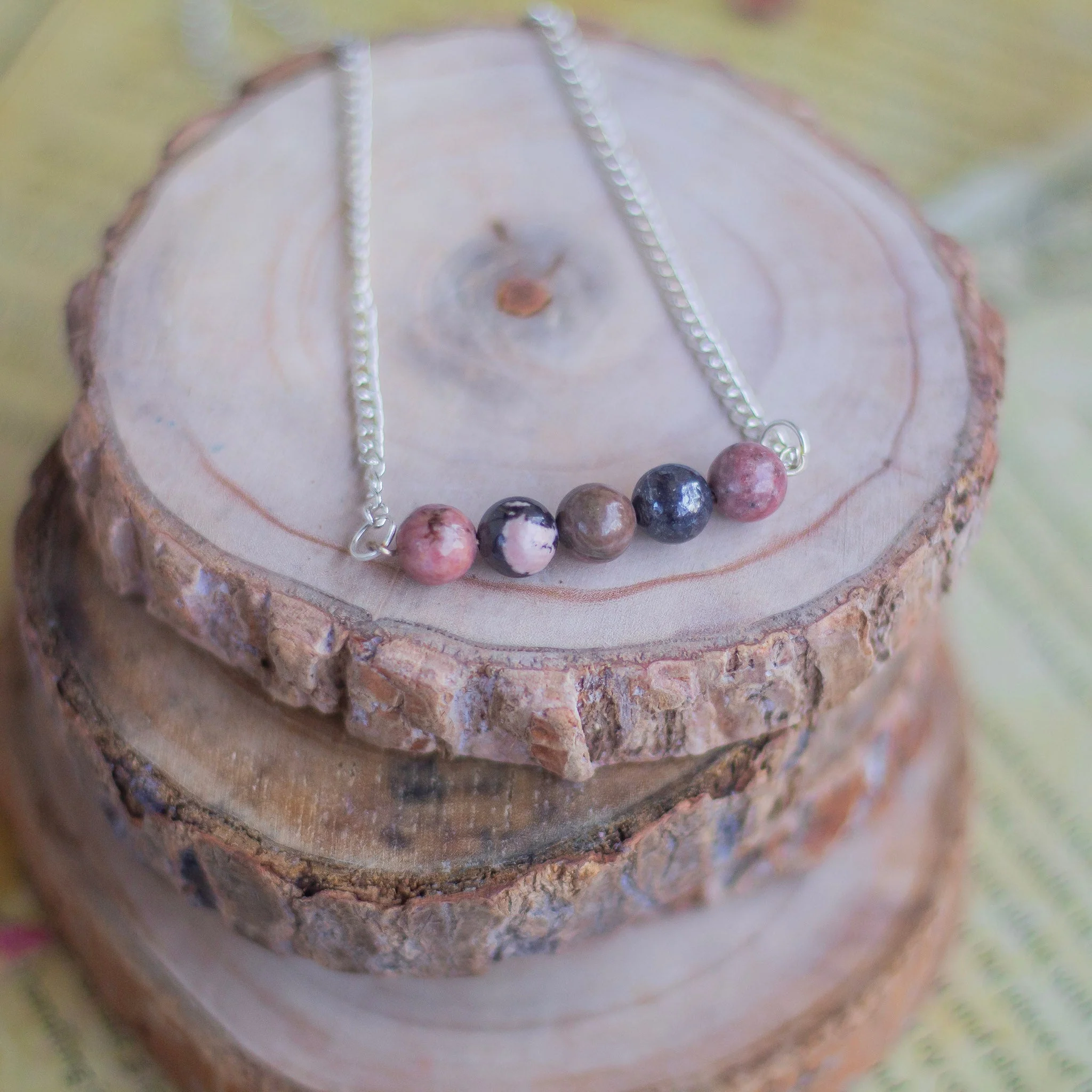 Rhodonite Beads Necklace | Attract Love in general & Promotes inner Peace - Image 3