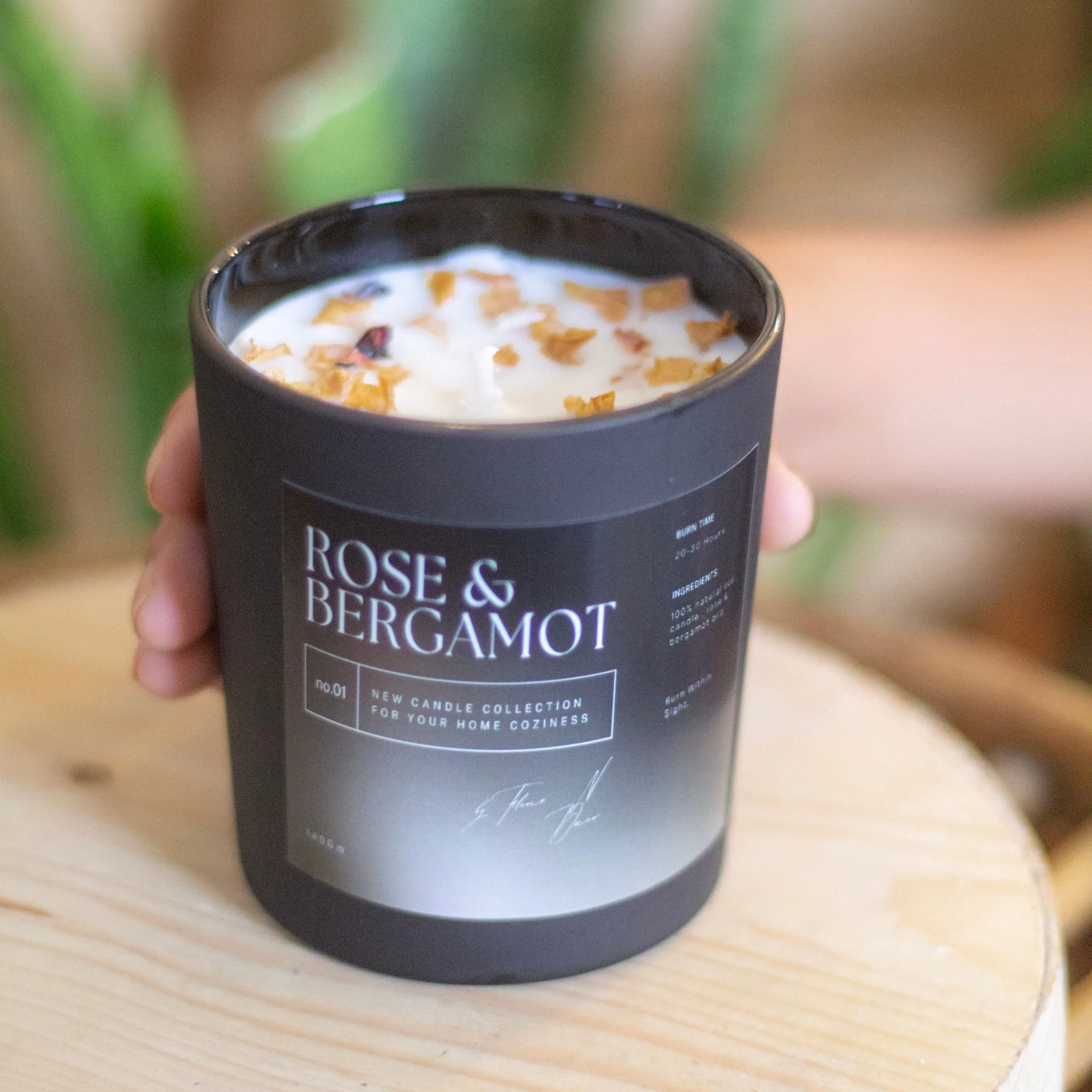 Rose & Bergamot infused with rose petal Soy Candle - Image 2