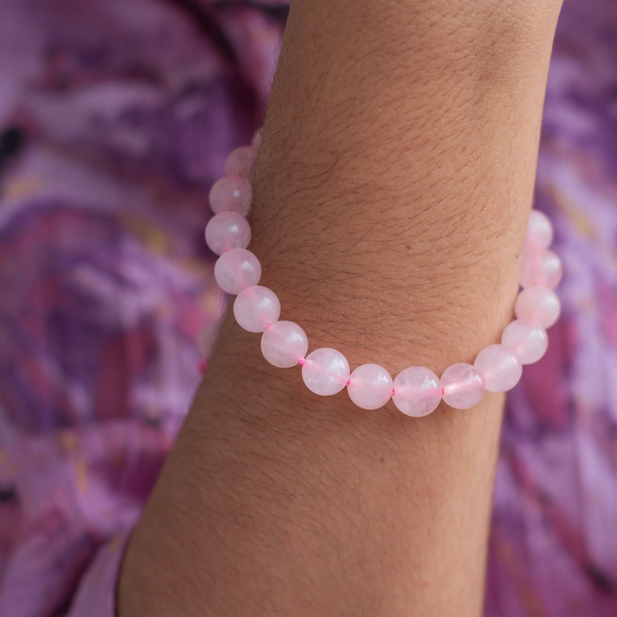 Rose Quartz 8mm Bead Thread Bracelet | Stone of Love & Self Love - Image 2