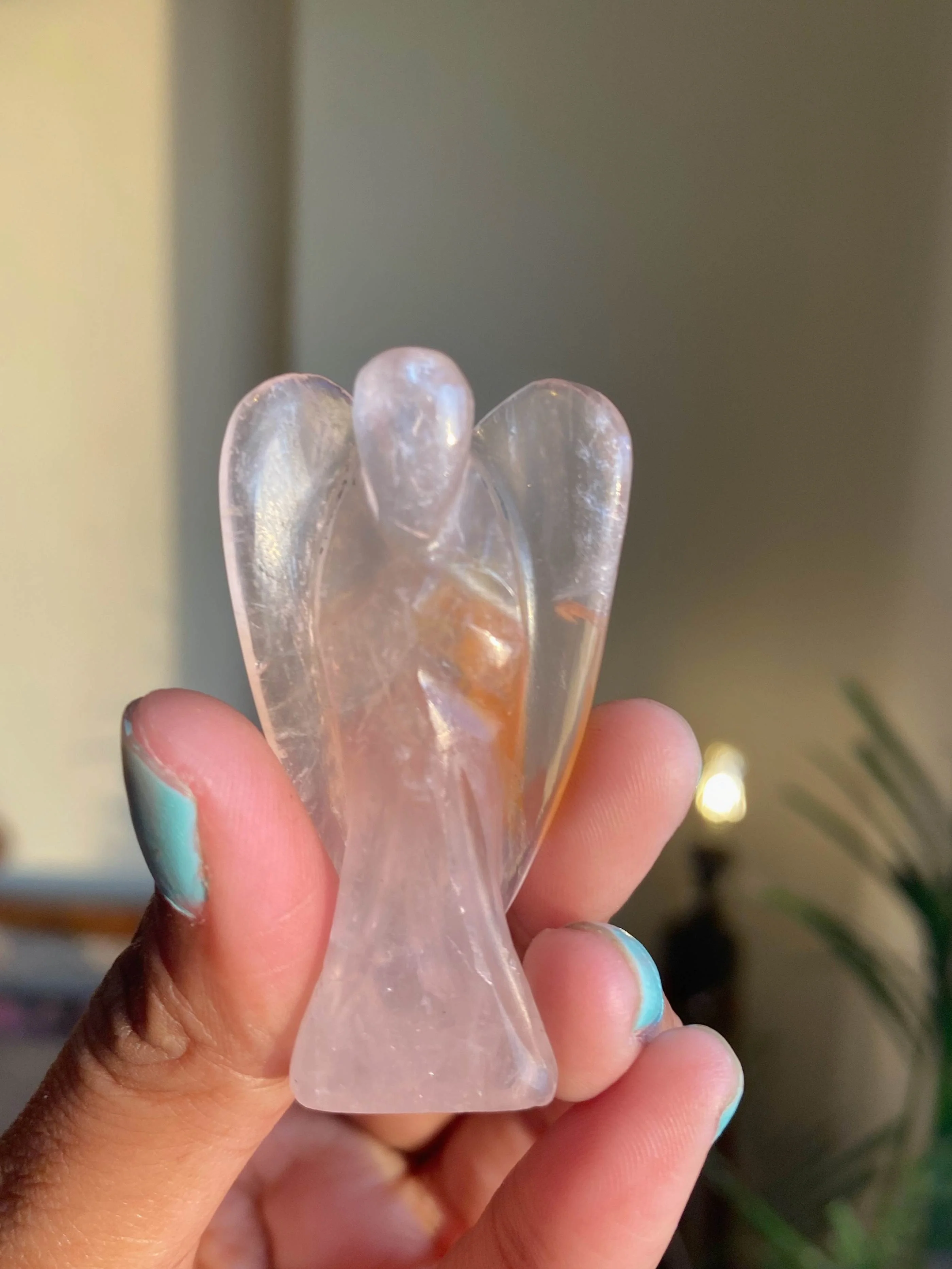 Rose Quartz Angel Carving  |  Stone of Love & Self Love