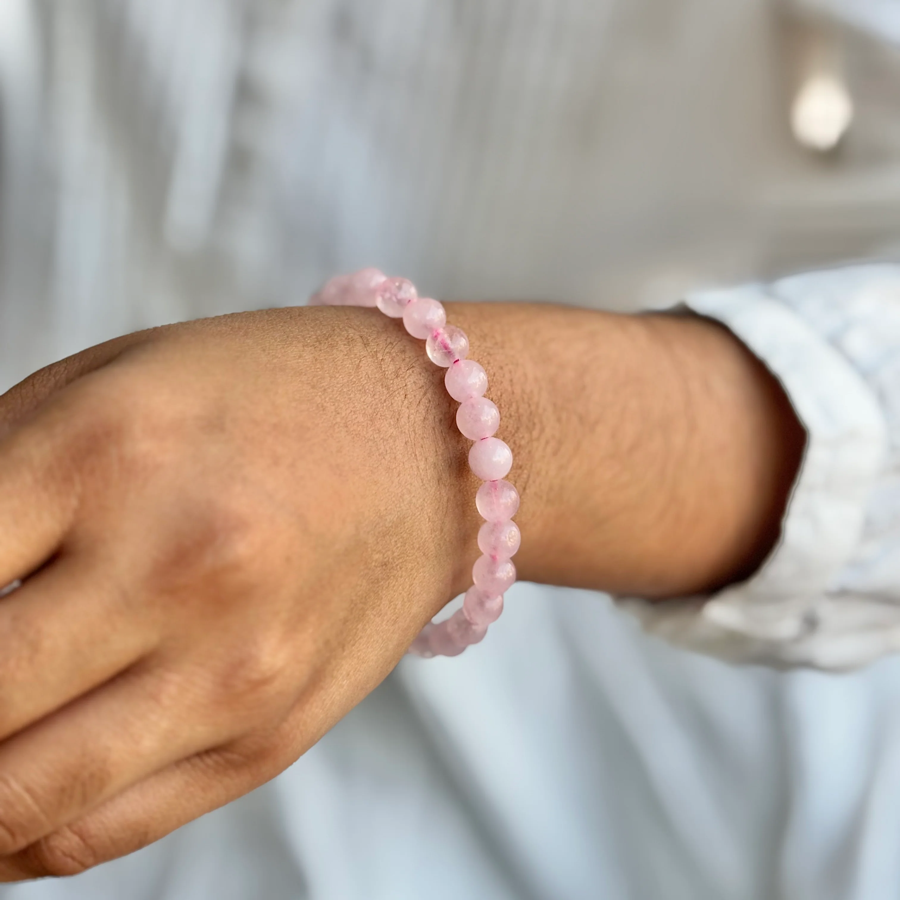 Rose Quartz Bead Bracelet - 6mm | Stone of Love & Self Love - Image 2