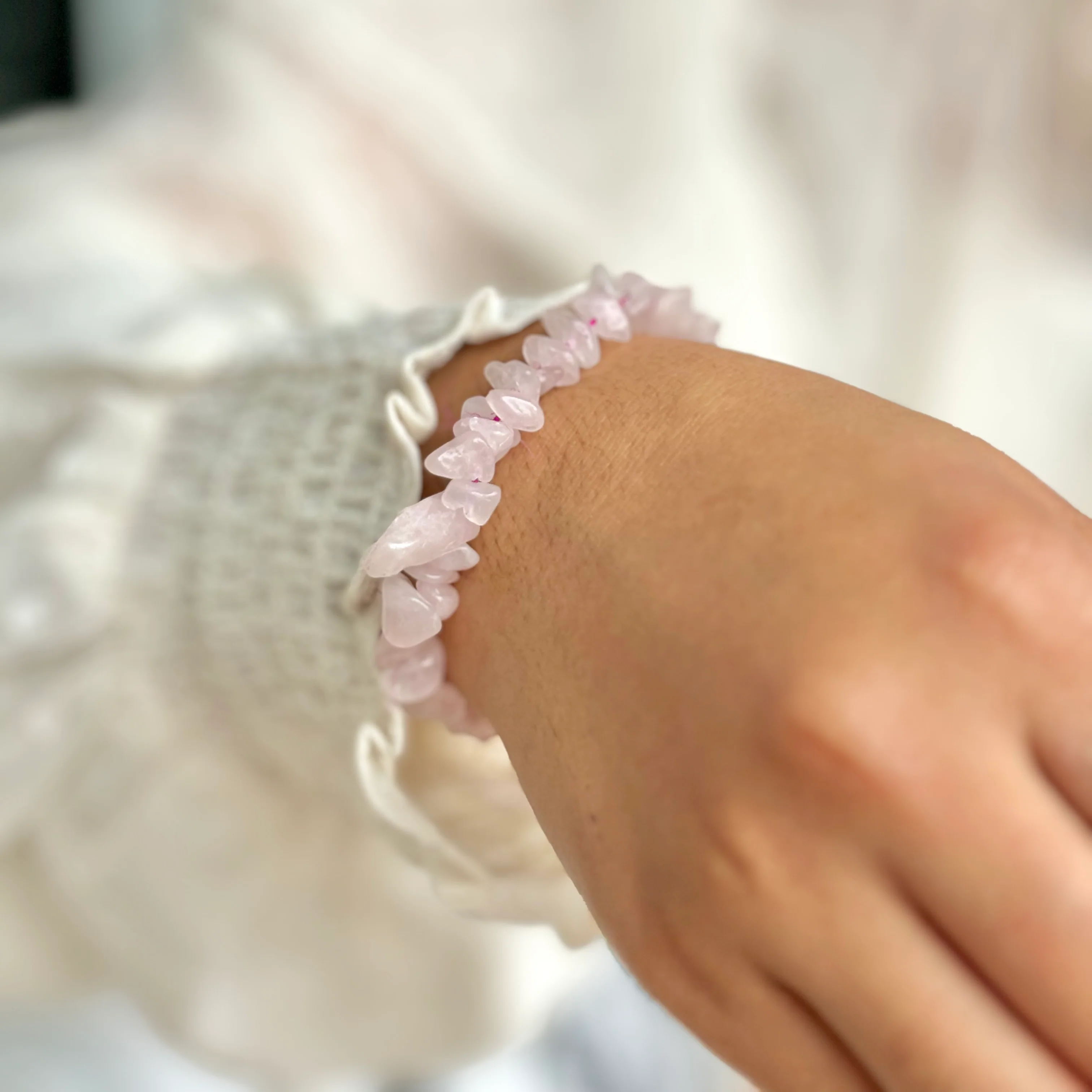Rose Quartz Chips Bracelet | Stone of Love & Self Love - Image 2