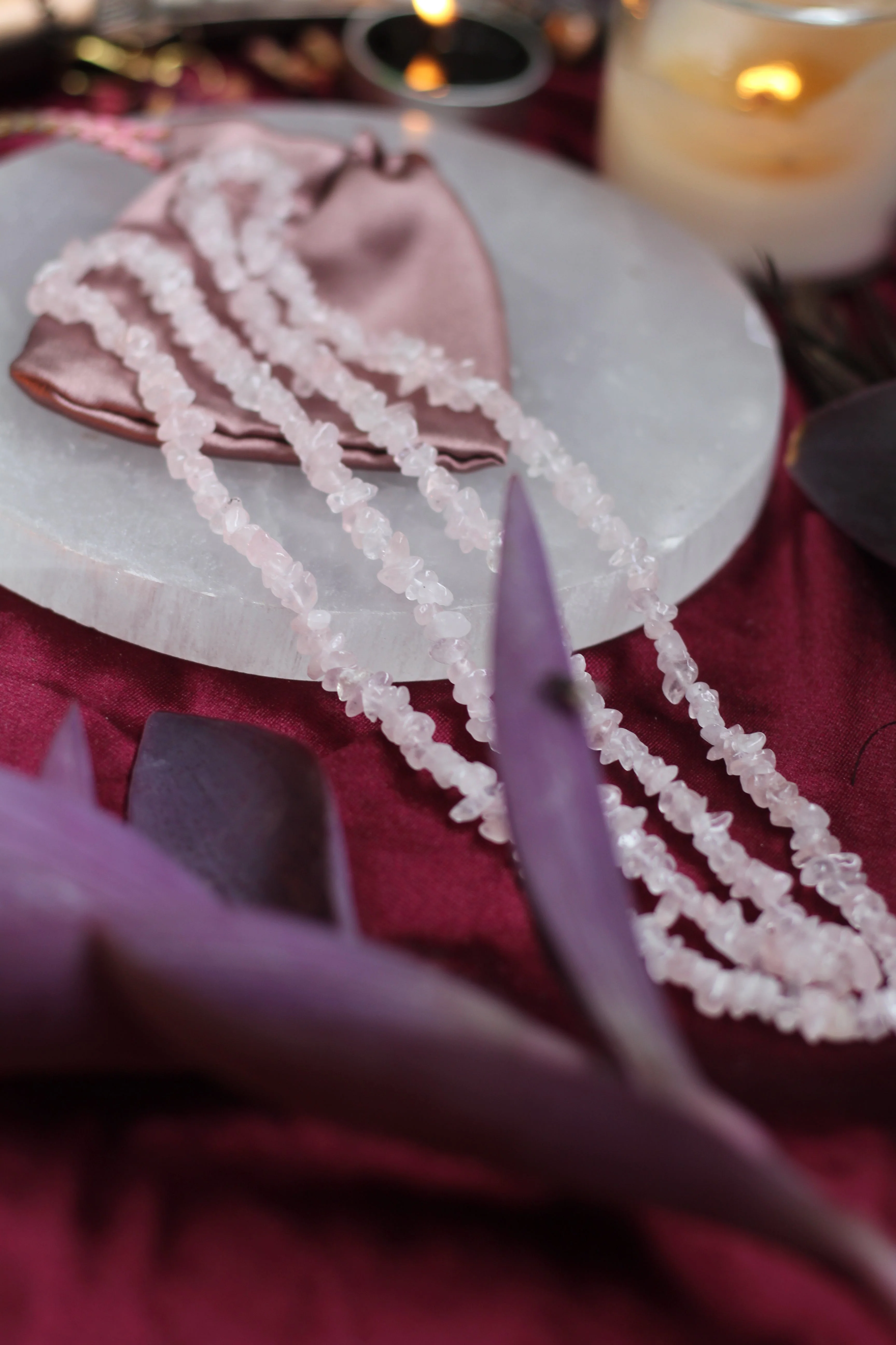 Rose Quartz Chips String (Mala) | Stone of Love & Self Love - Image 3