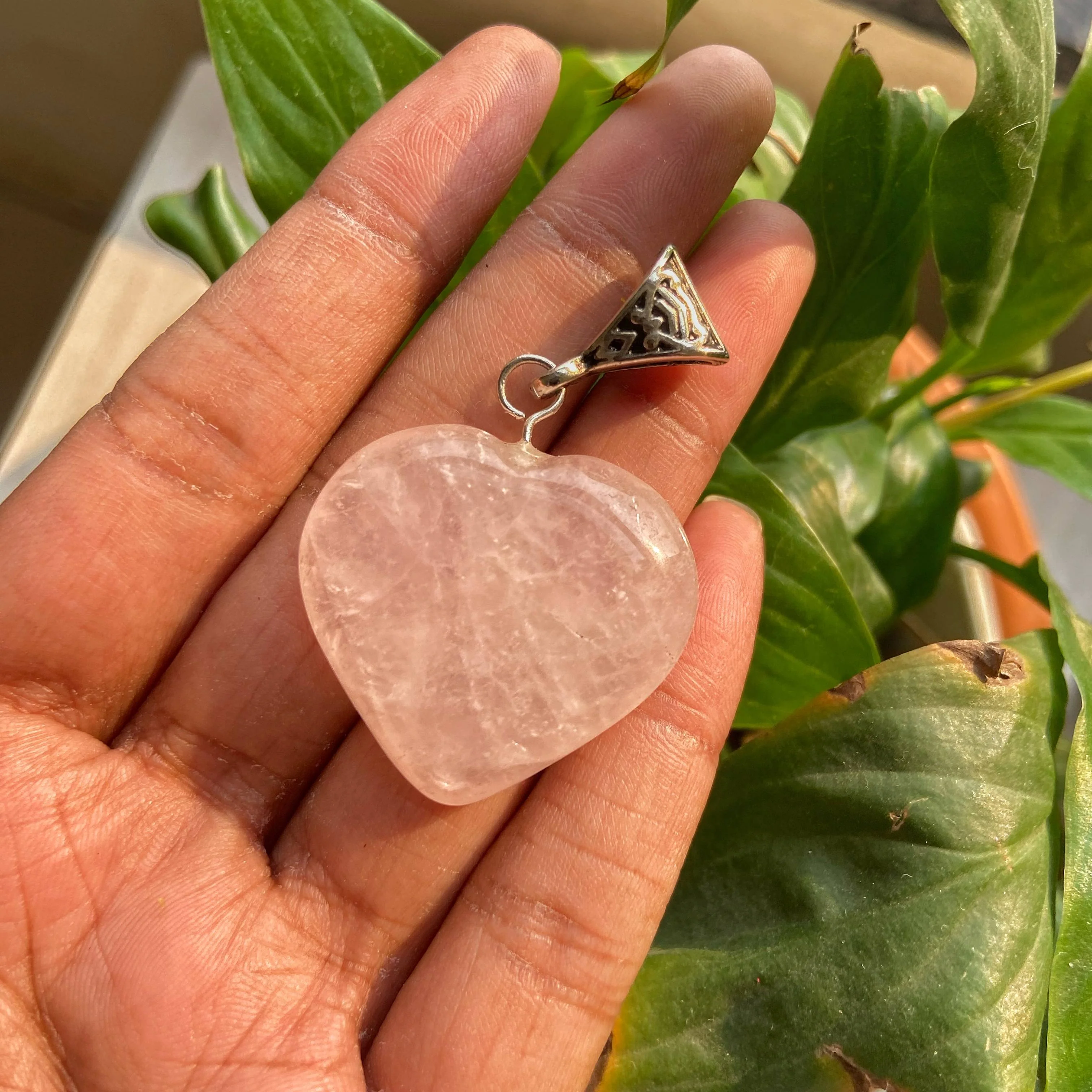 Rose Quartz Heart Pendant with Black Cord | Stone of Love & Self Love