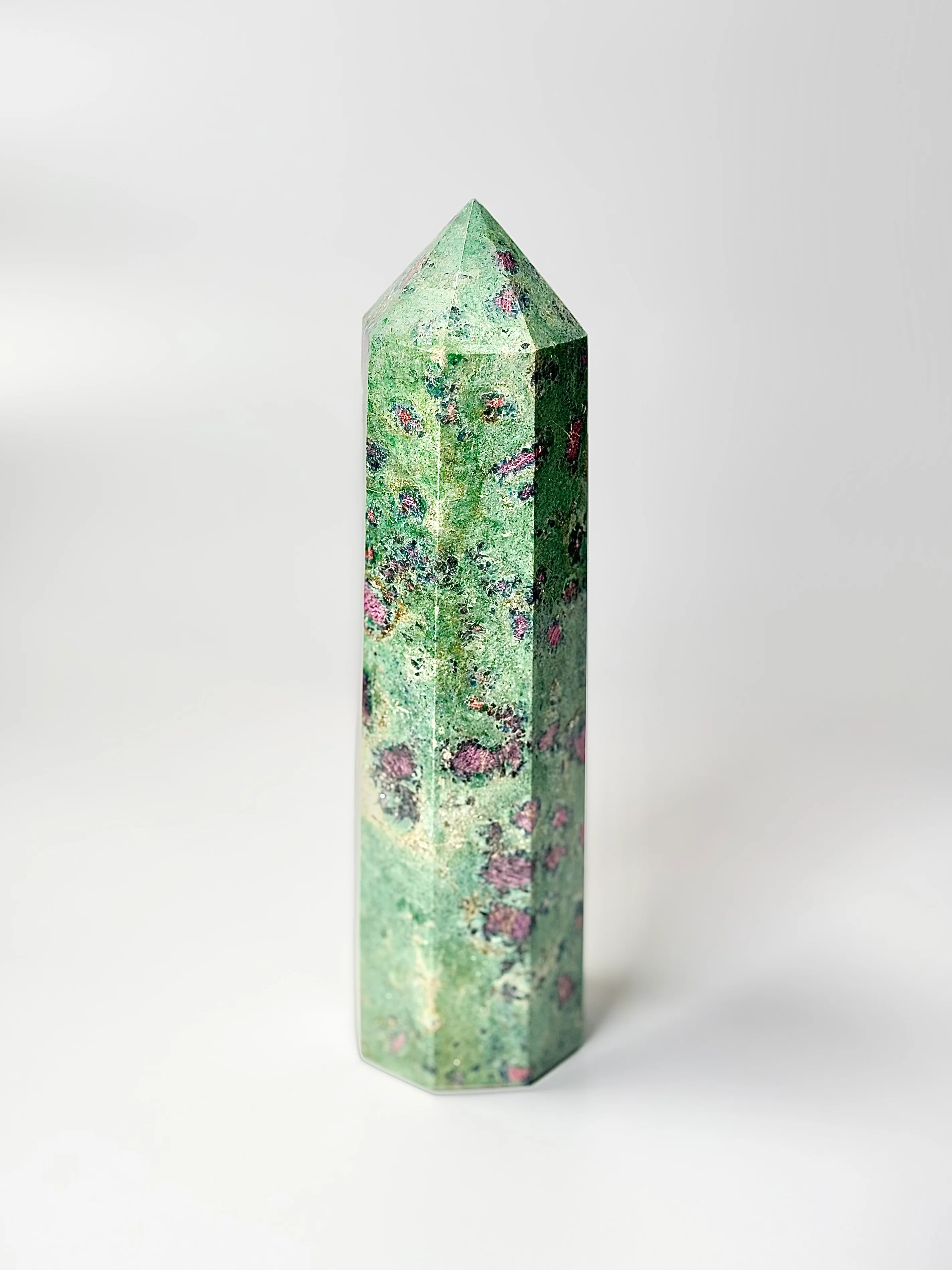 Eight Facet Ruby Fuchsite Tower – 1.2kg - Vivid Colour & Harmonised Form