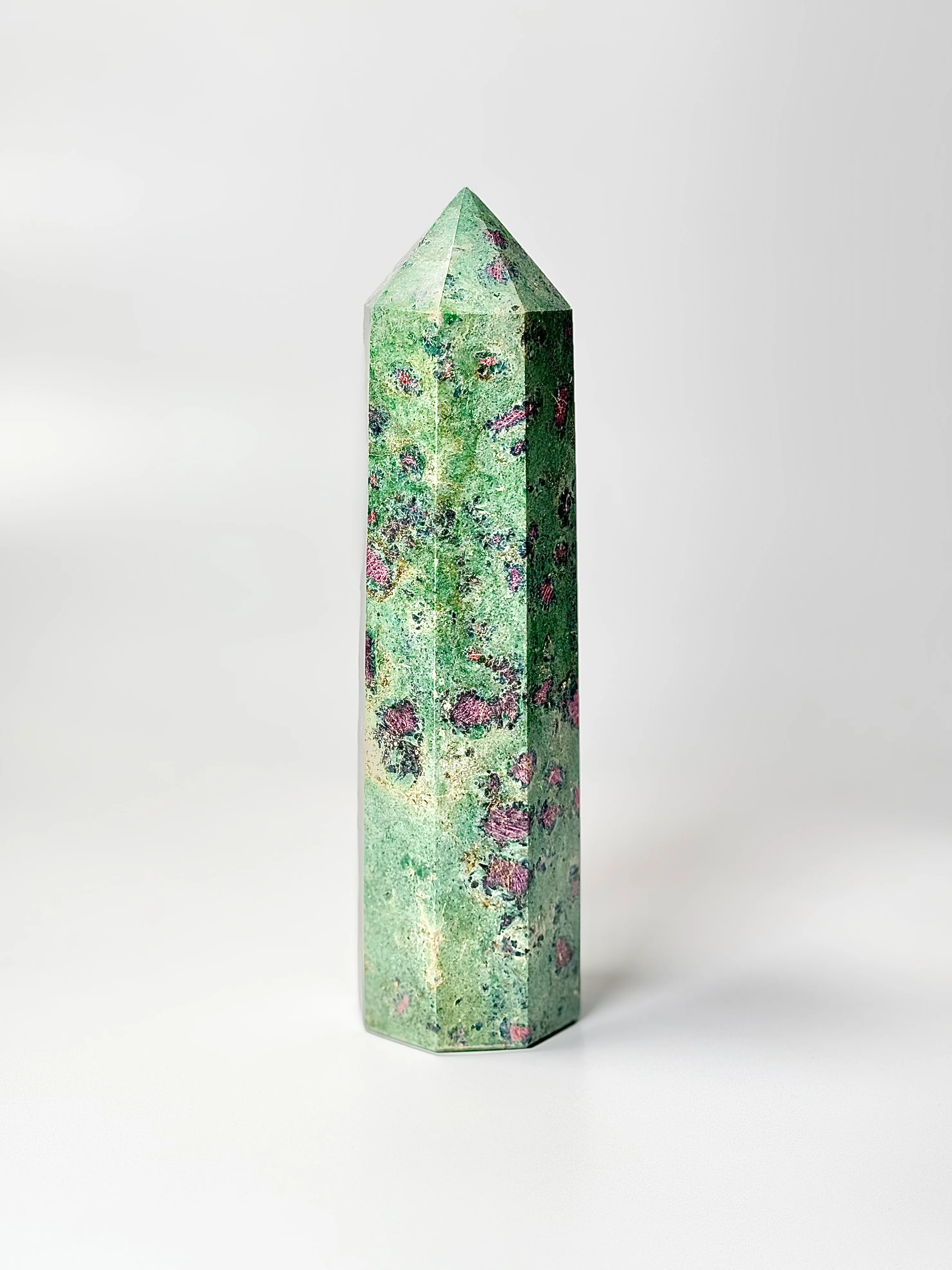 Eight Facet Ruby Fuchsite Tower – 1.2kg - Vivid Colour & Harmonised Form - Image 2