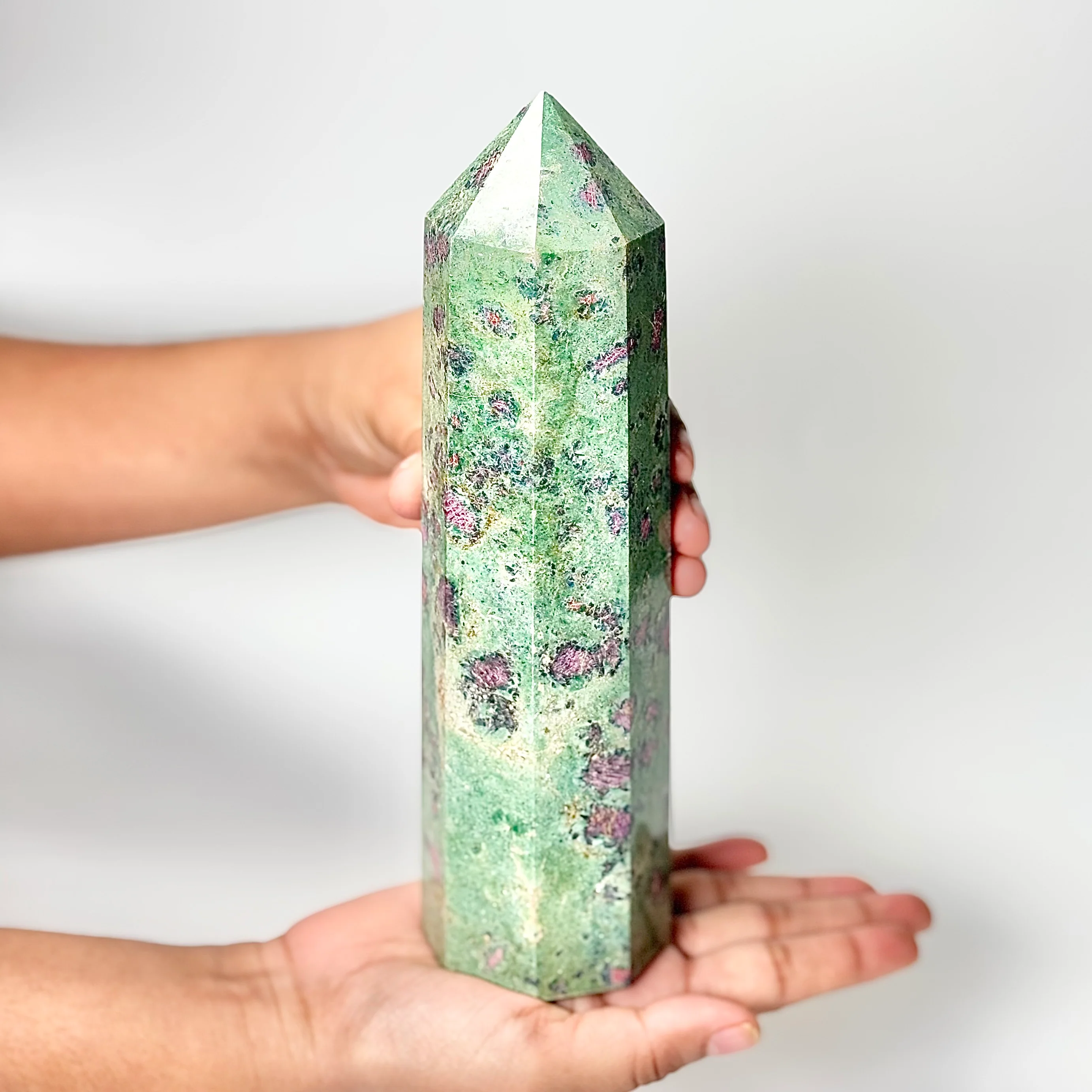 Eight Facet Ruby Fuchsite Tower – 1.2kg - Vivid Colour & Harmonised Form - Image 3