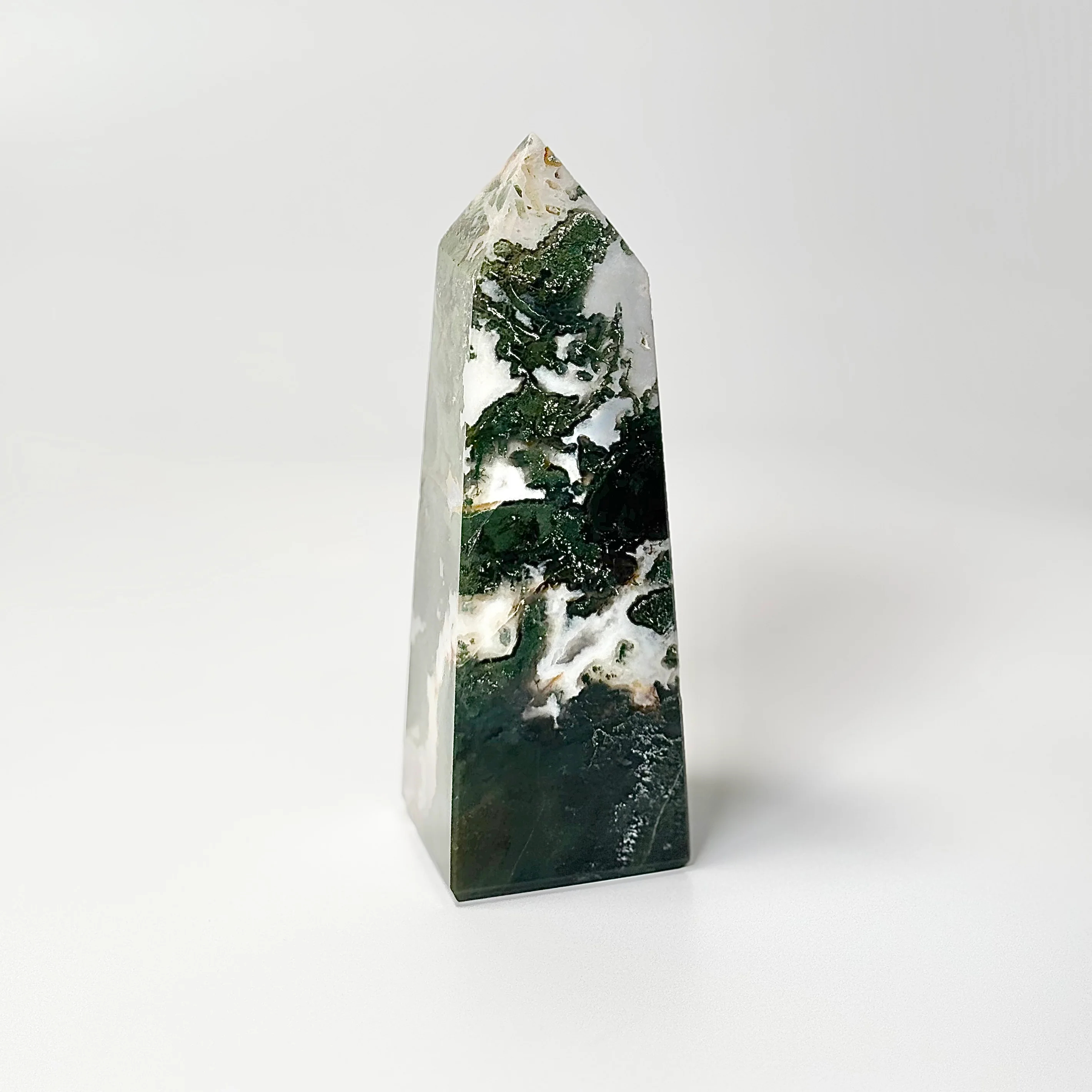 Four Facet Moss Agate Tower – 401 - Nature-Inspired Calm & Grounded Beauty
