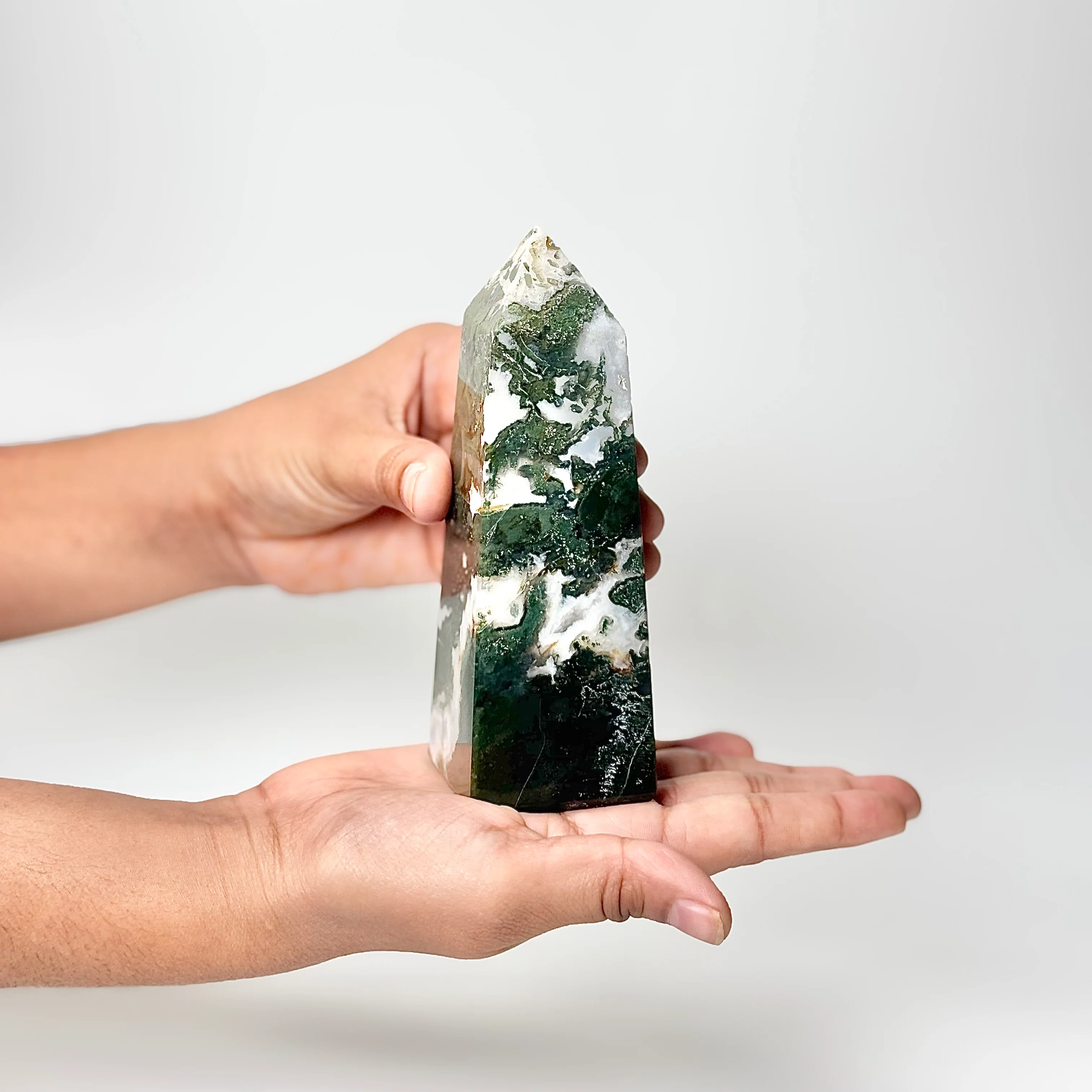 Four Facet Moss Agate Tower – 401 - Nature-Inspired Calm & Grounded Beauty - Image 2