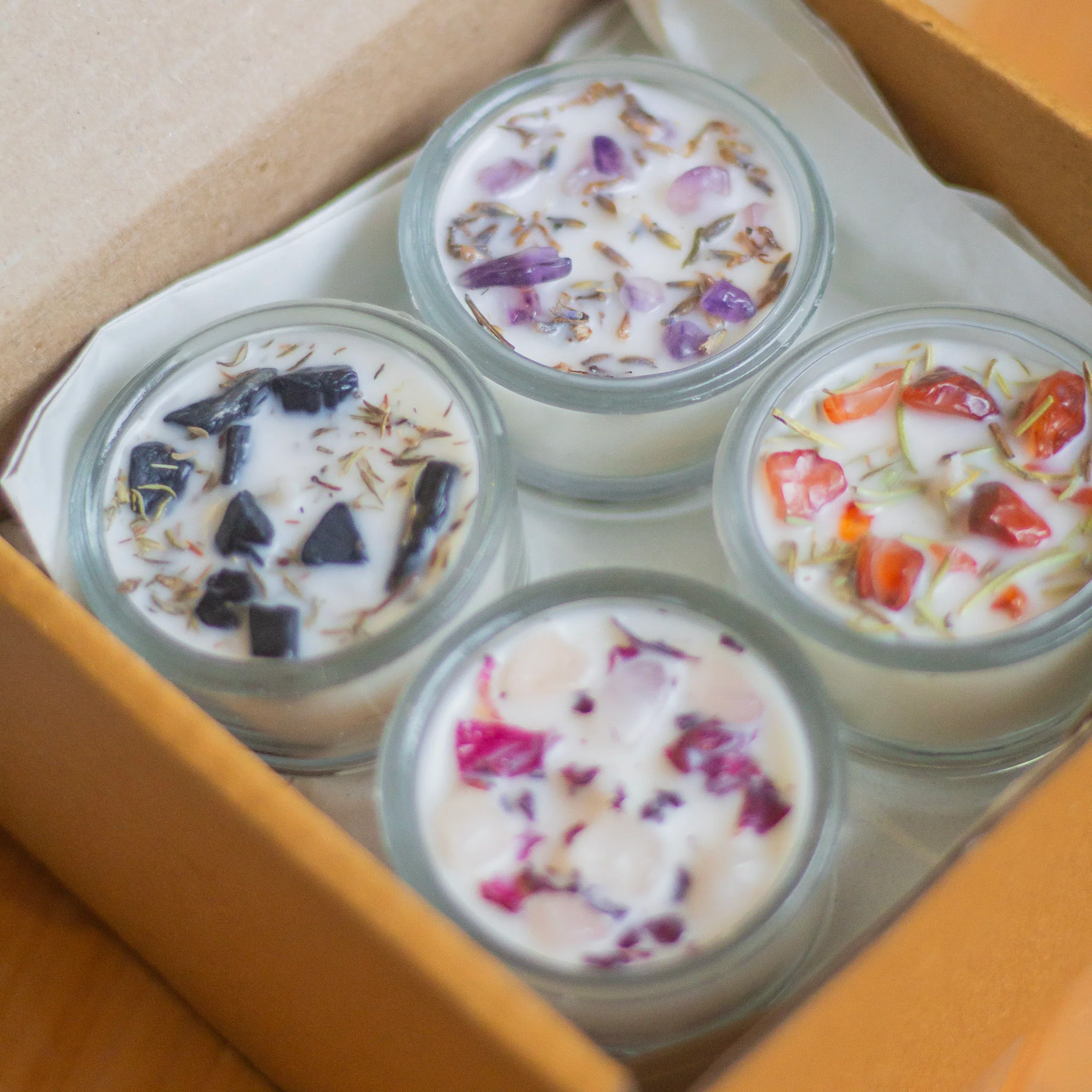 Crystal & Herbs infused Scented Soy Wax Tealight Candles Combo - Set of 8 | Glass Container - Image 12