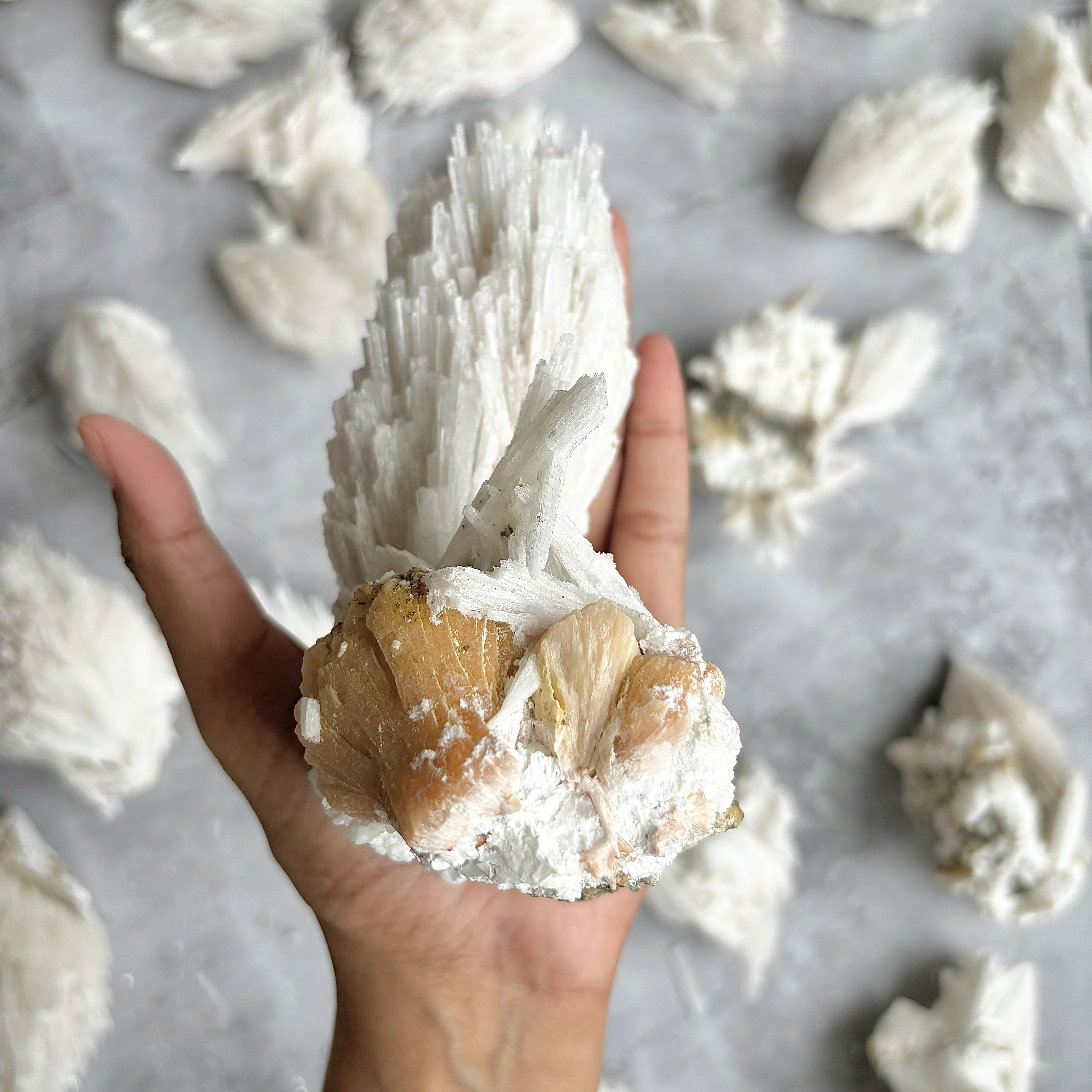 Scolecite with stilbite inclusion Cluster - 472 Gm | Foster kindness and empathy and enhances Spiritual journey - Image 6
