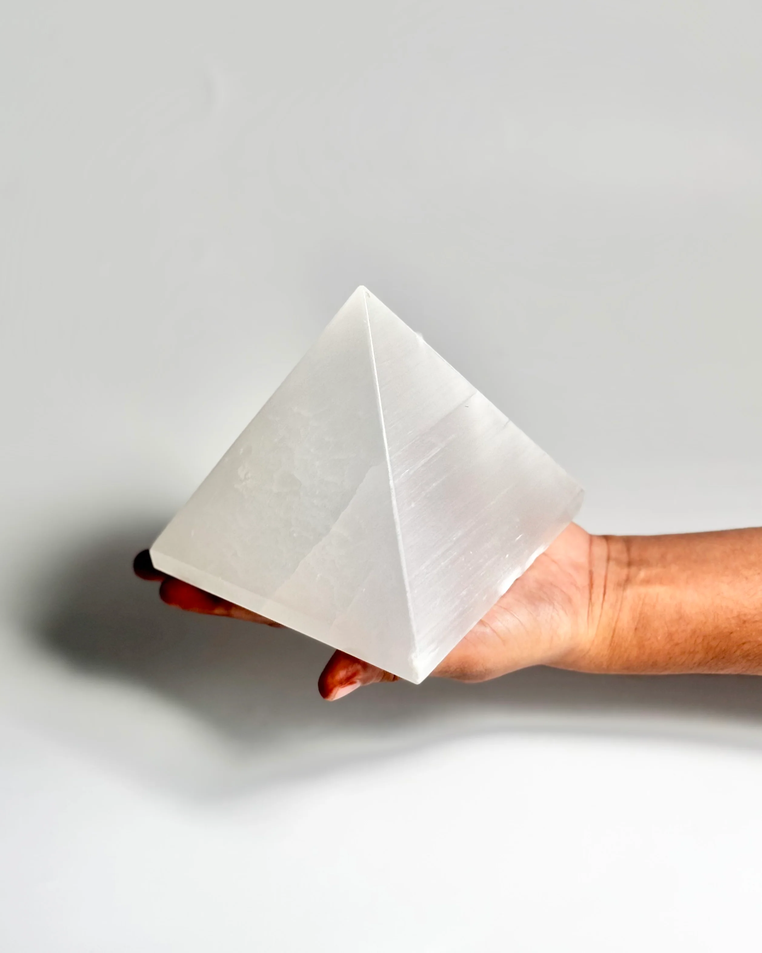 Large Satin Spar Pyramid (Commonly Known as Selenite) – Clarity, Calm & Elegant Energy Décor - Image 4