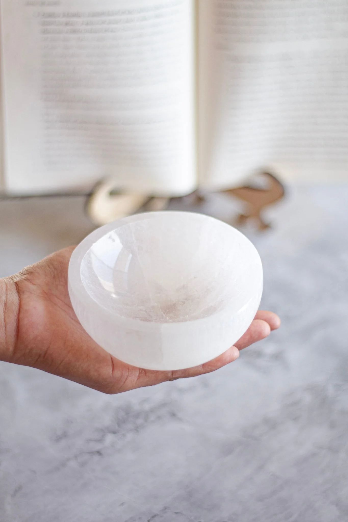 Selenite Big Bowl | 4 Inches Dia | 10 Cm (Satin Spar Selenite) | Stone for Spiritual work & Cleansing - Image 3