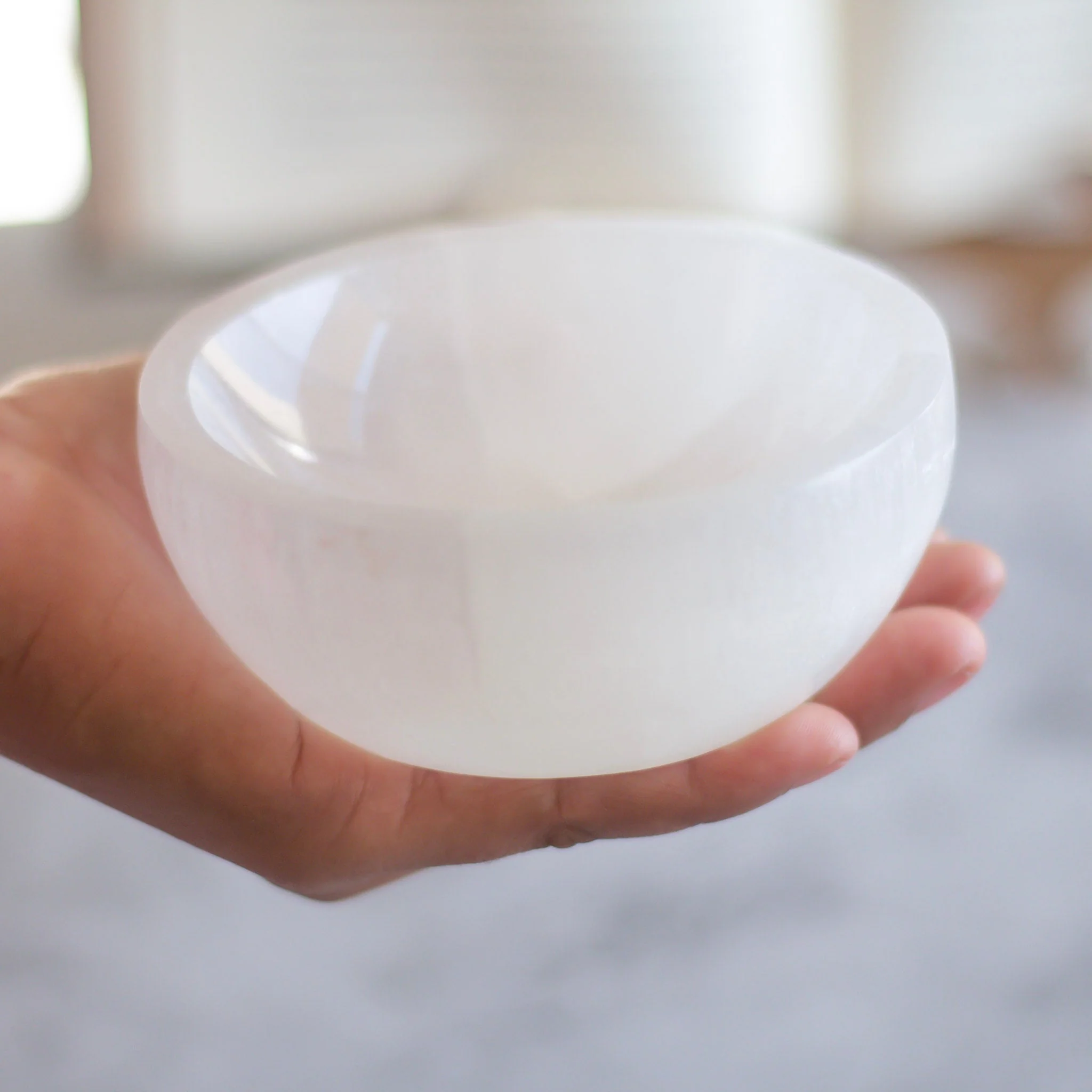 Selenite Big Bowl | 4 Inches Dia | 10 Cm (Satin Spar Selenite) | Stone for Spiritual work & Cleansing - Image 4