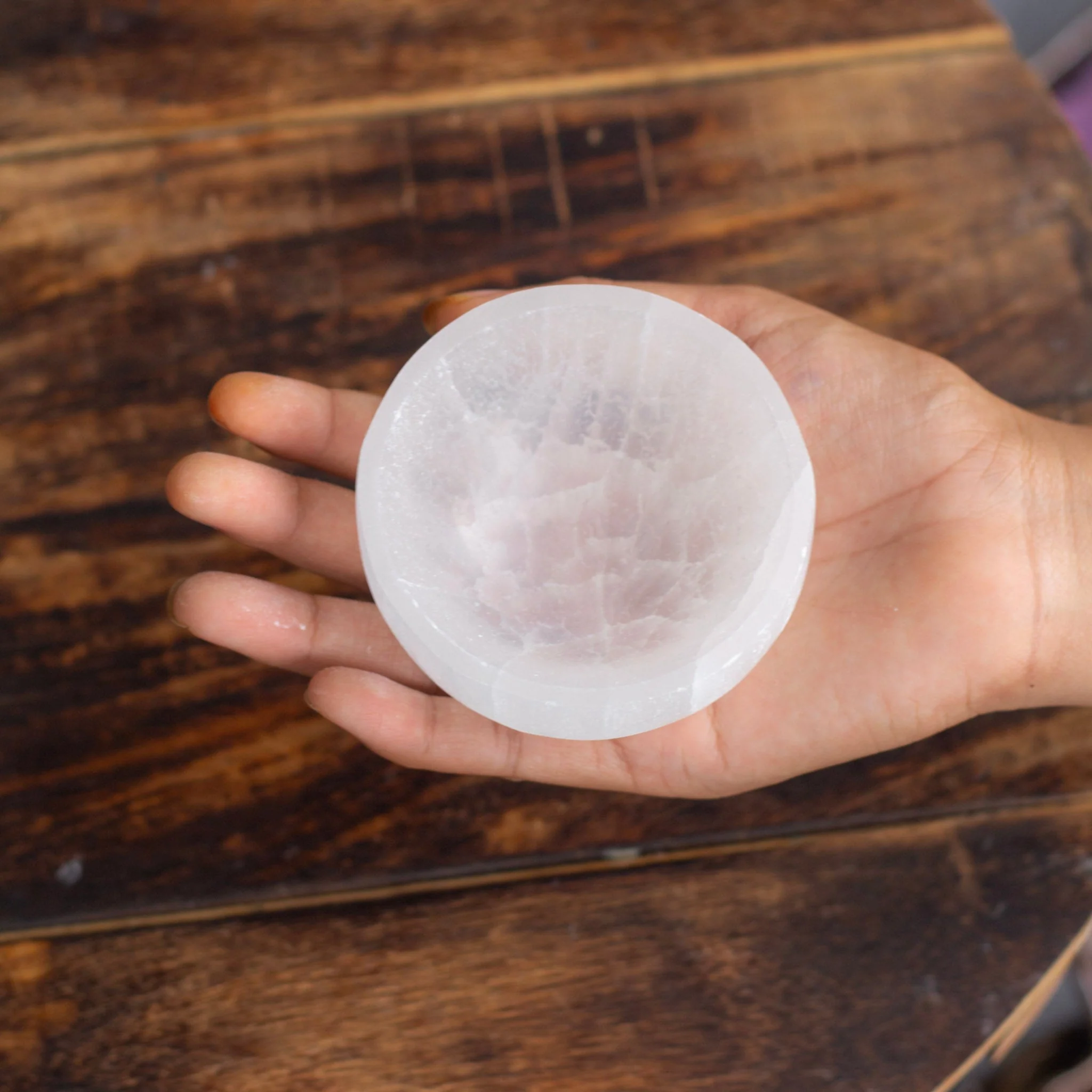 Thick Selenite Bowl (Satin Spar Selenite)- 2.5 Inches Dia | 6 Cm | Stone for Spiritual work & Cleansing - Image 3