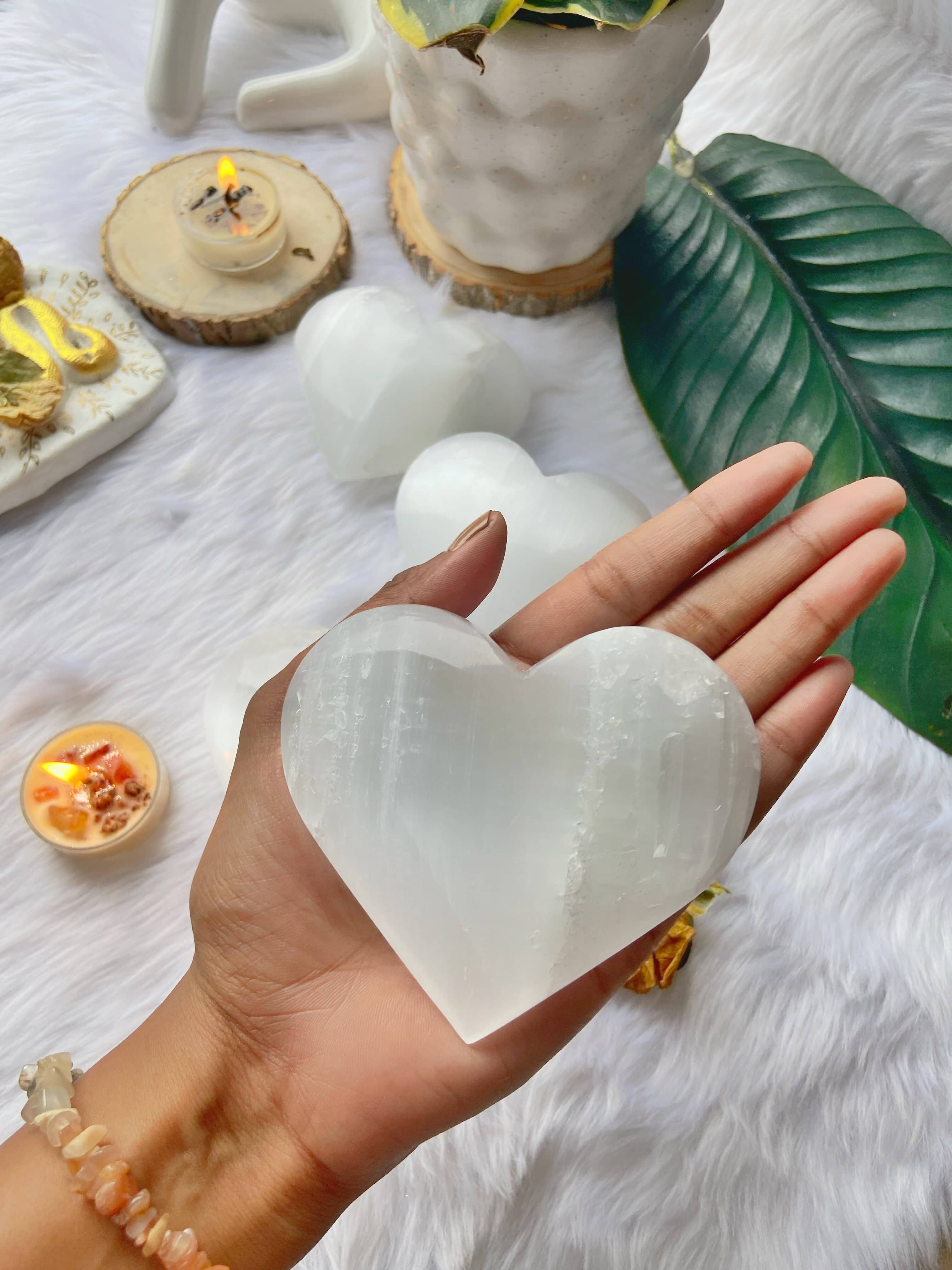 Big Selenite Heart (Satin Spar Selenite) | Stone for Spiritual work & Cleansing