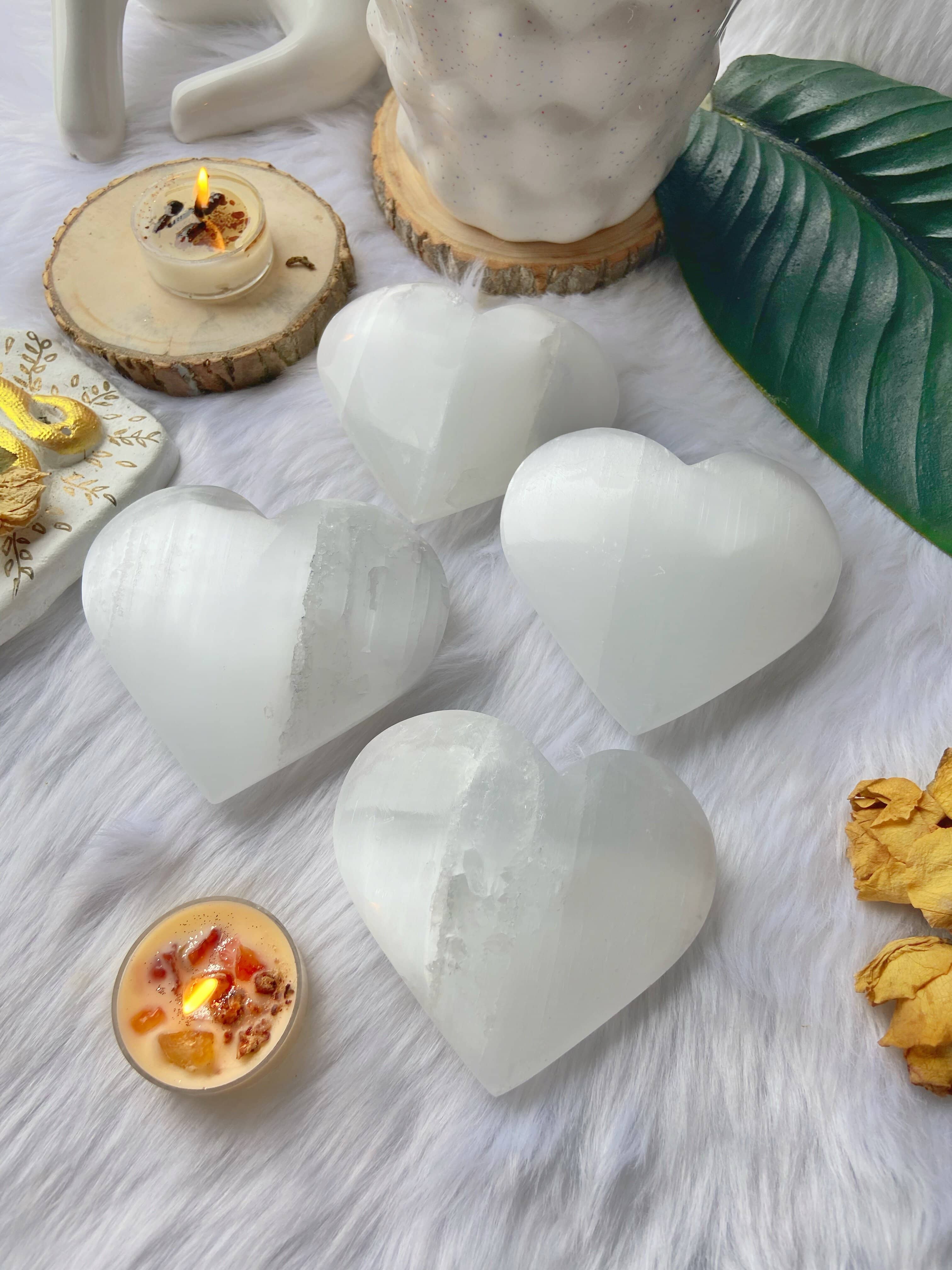 Big Selenite Heart (Satin Spar Selenite) | Stone for Spiritual work & Cleansing - Image 3